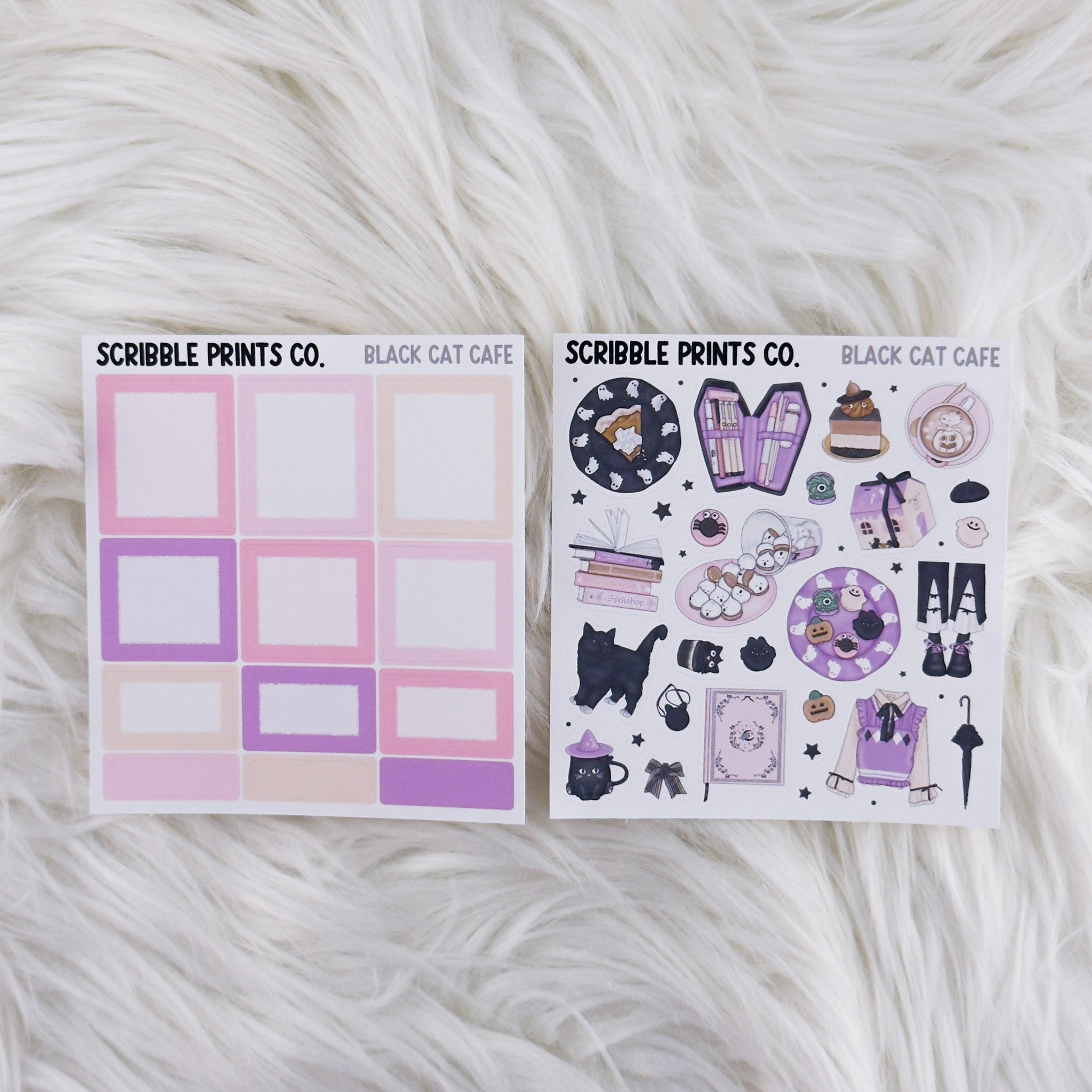 Black Cat Cafe – Matte Hobonichi Cousin Weekly Sticker Kit