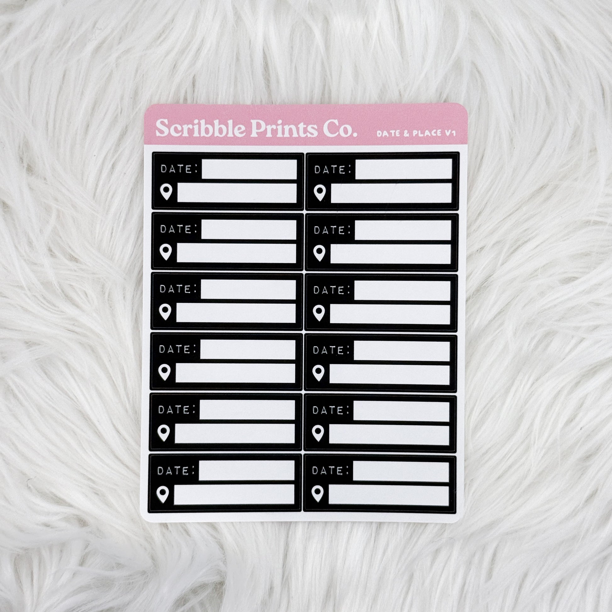 Date & Place V1 Sticker Sheet
