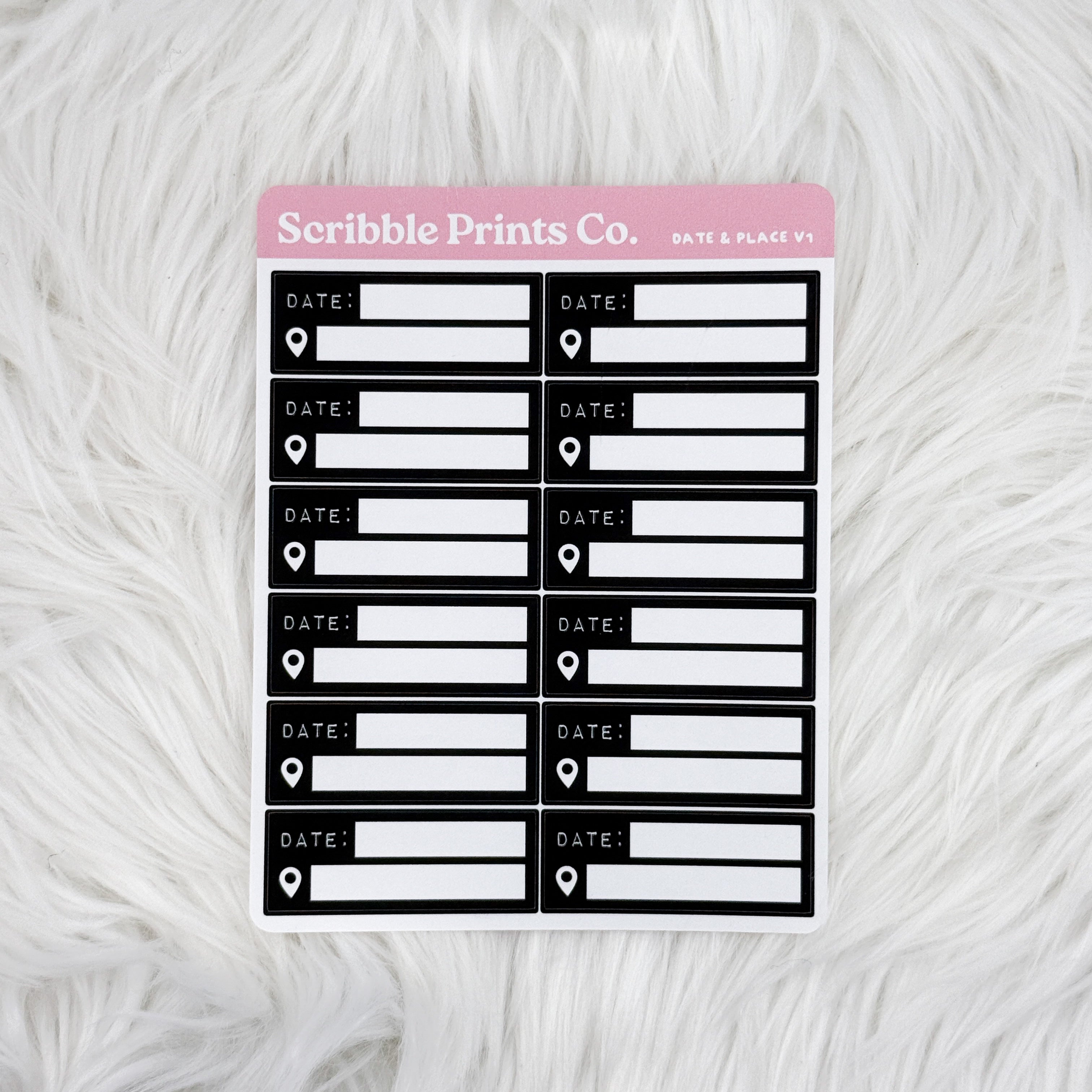 Date & Place V1 Sticker Sheet