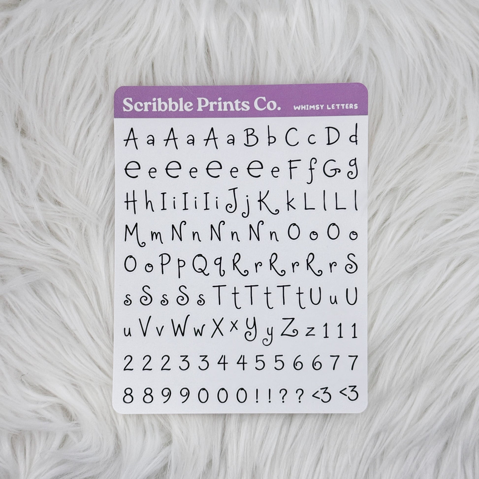 Whimsy Letters Sticker Sheet