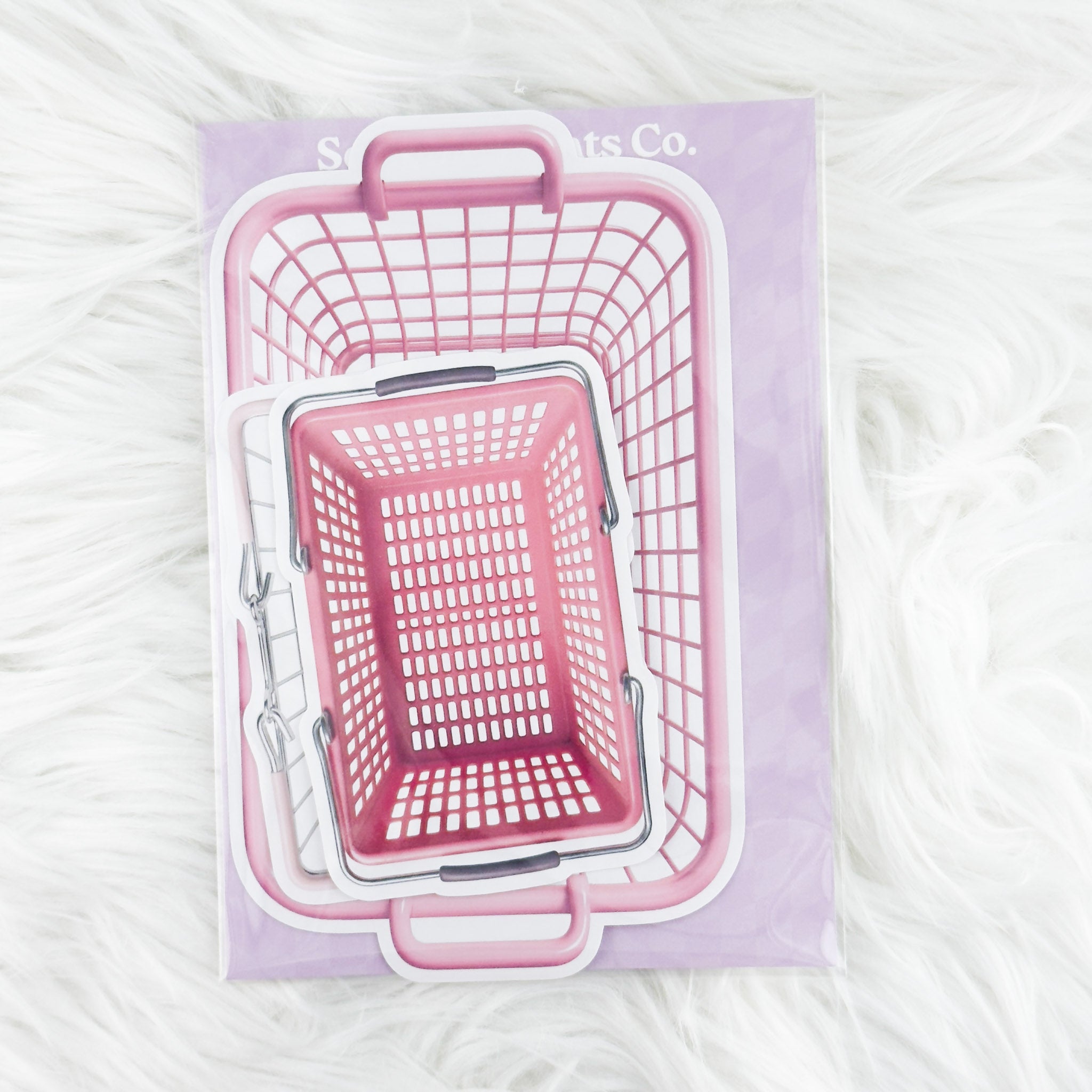 Pink Basket Stickers V1 // Matte Journal Stickers