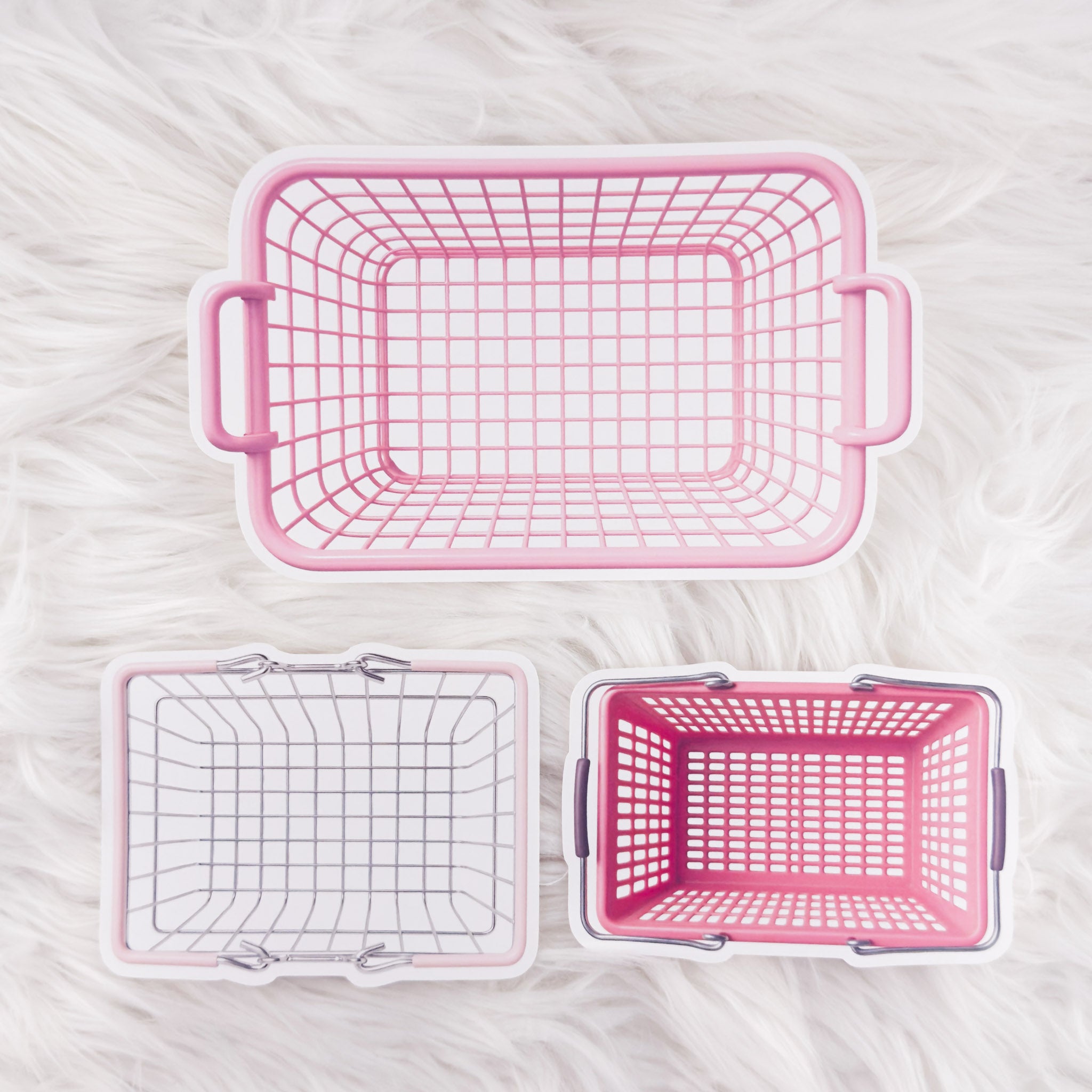 Pink Basket Stickers V1 // Matte Journal Stickers