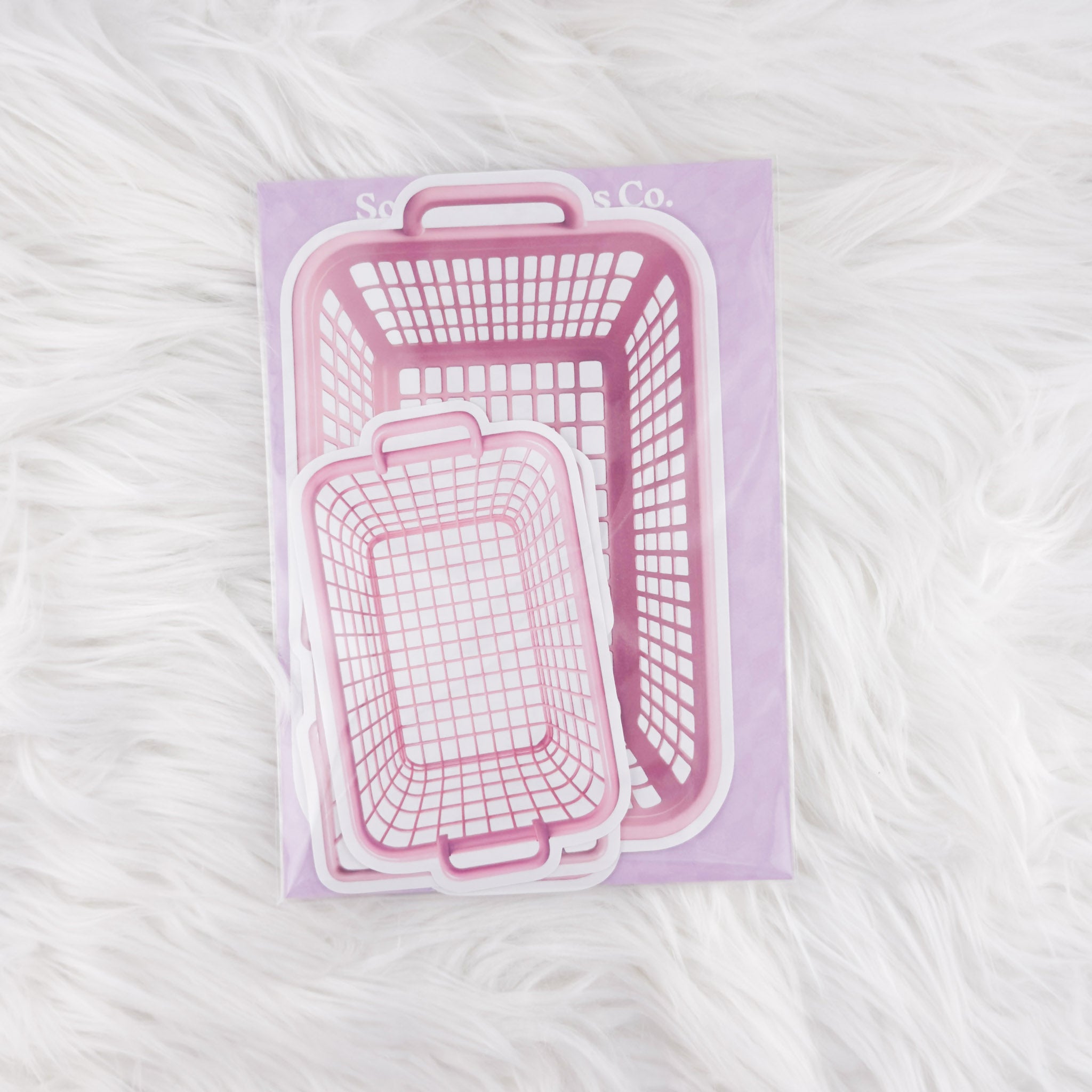 Pink Basket Stickers V2 // Matte Journal Stickers