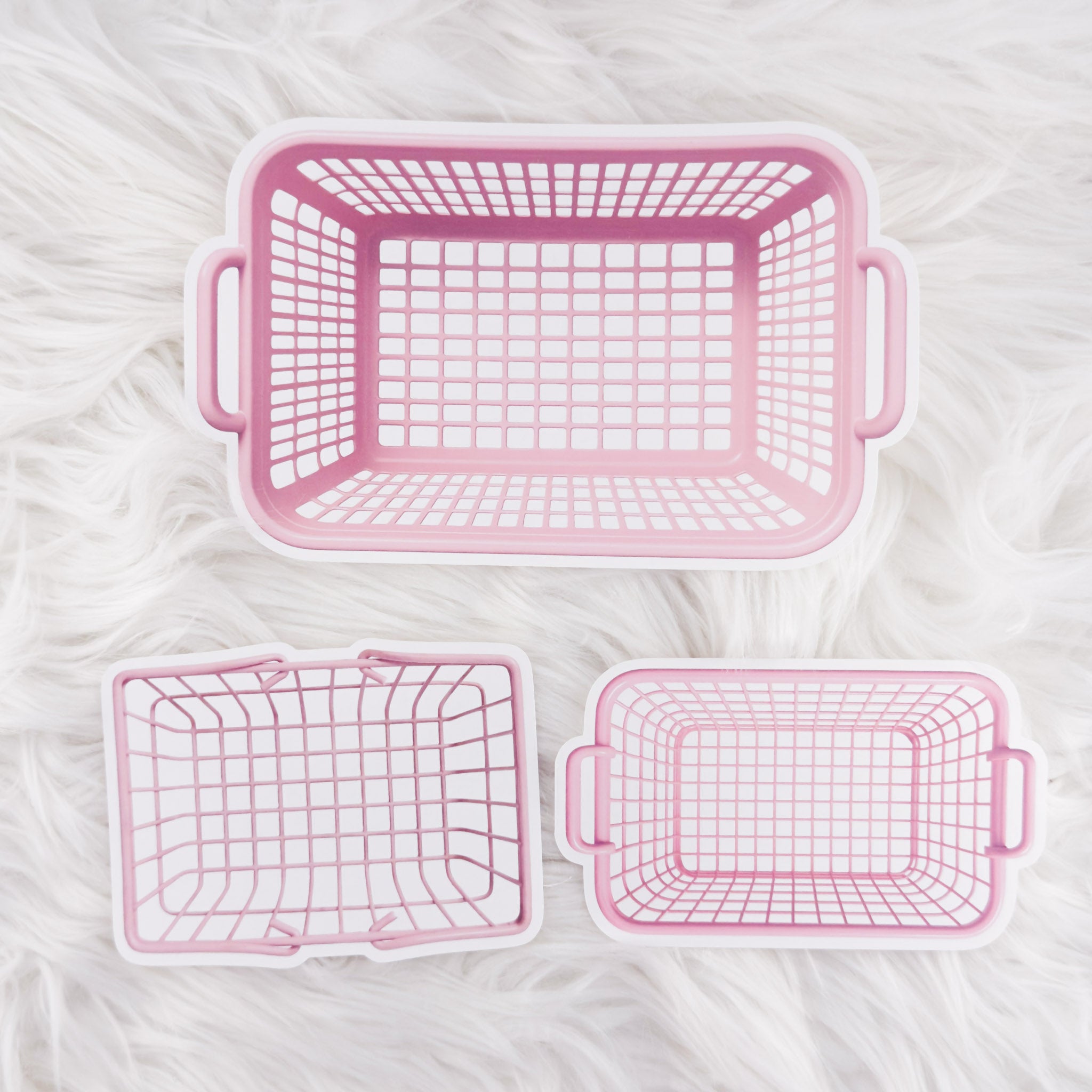 Pink Basket Stickers V2 // Matte Journal Stickers