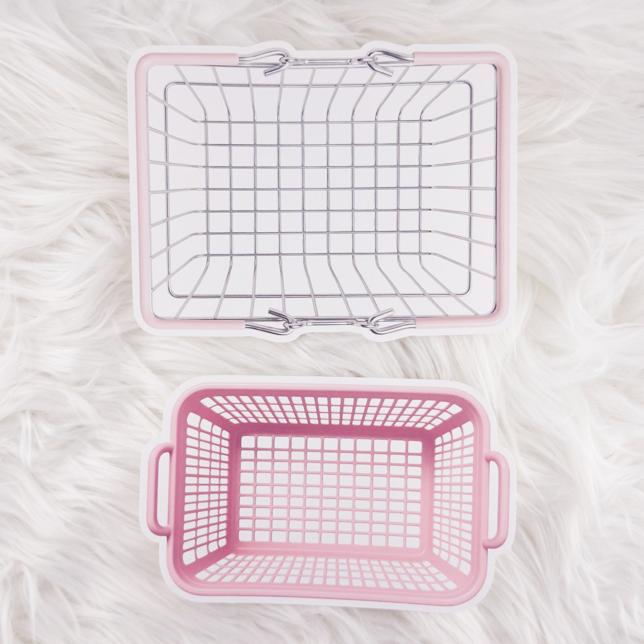 Pink Basket Stickers V3 // Matte Journal Stickers