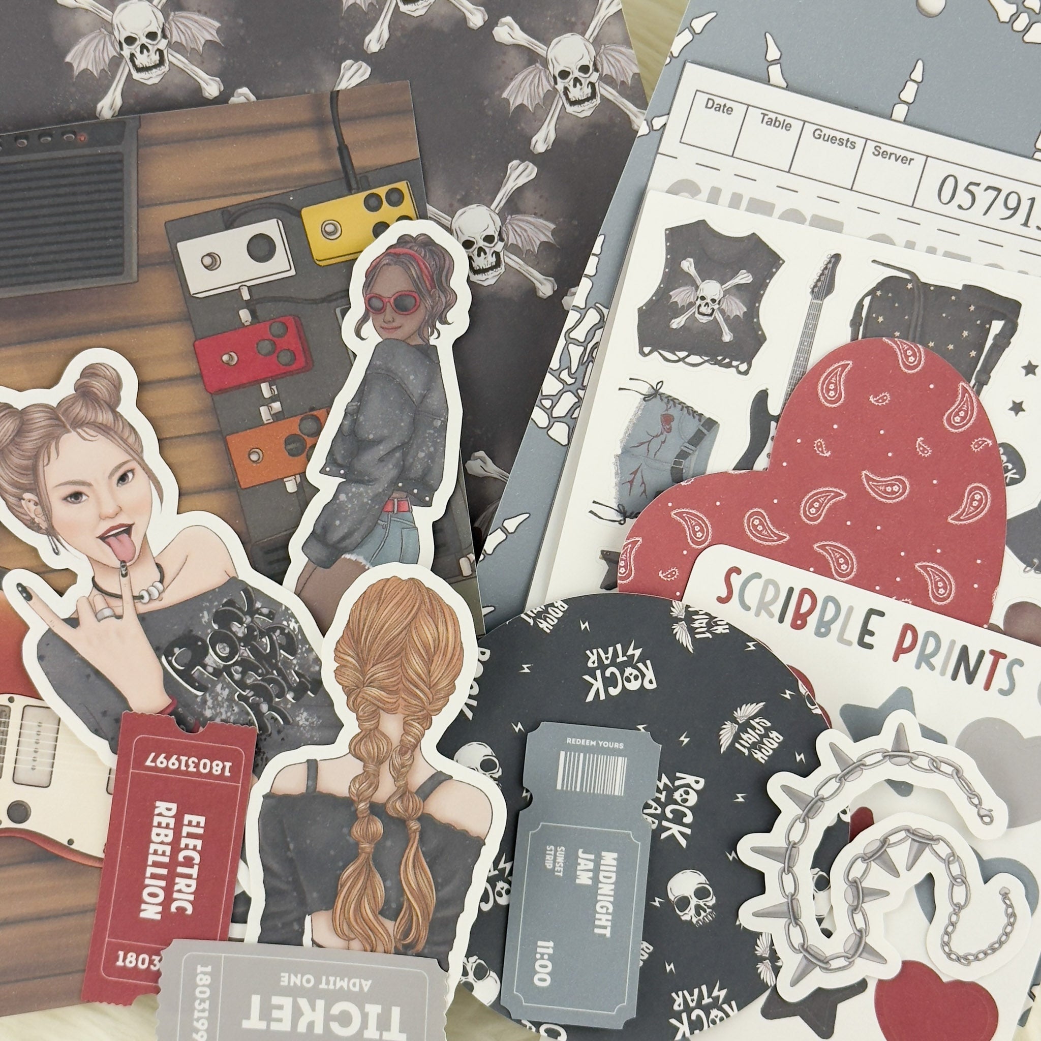 Rock & Roll – Junk Journal Collage Kit // Matte Sticker Collection