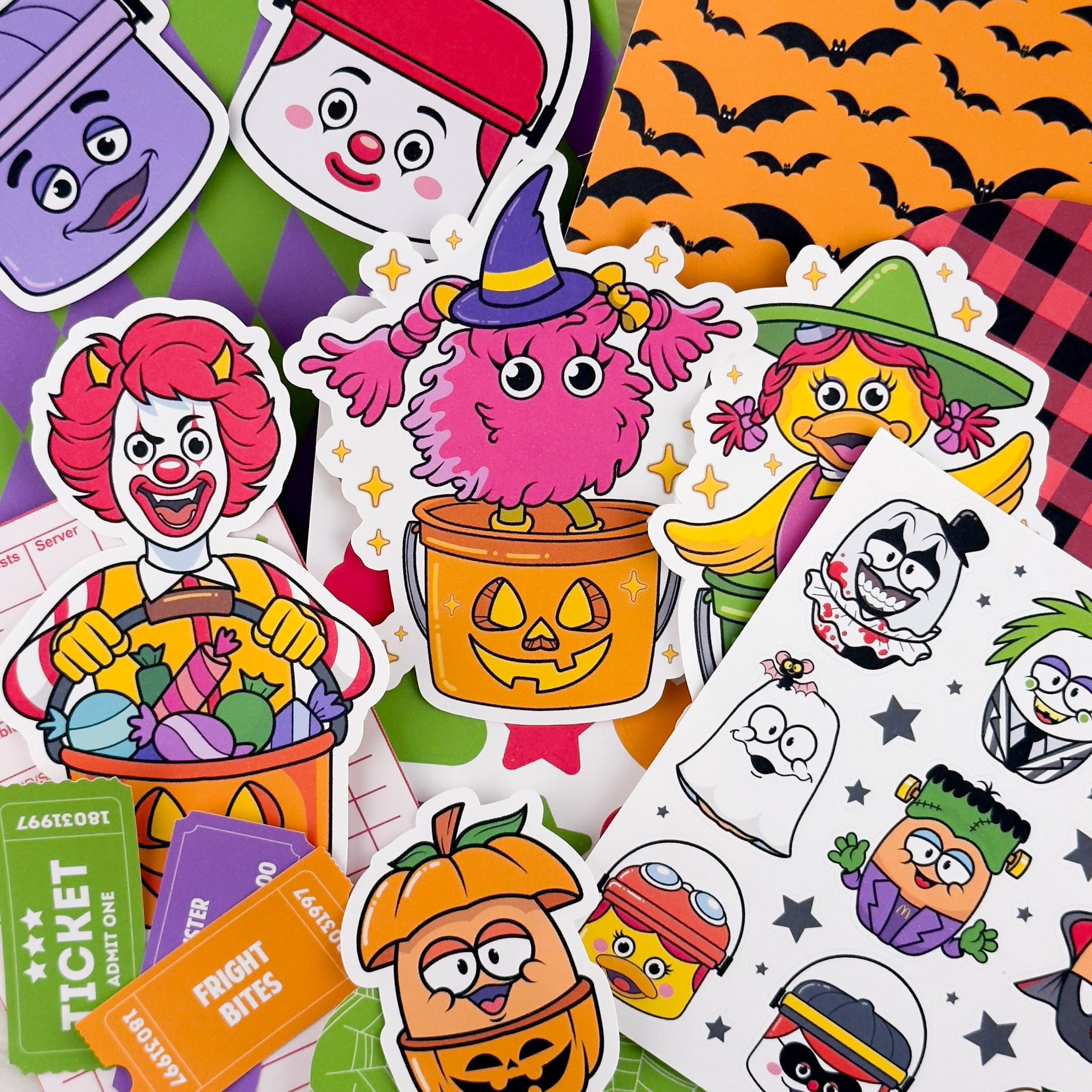 Haunted Happy Meal – Junk Journal Collage Kit // Matte Sticker Collection