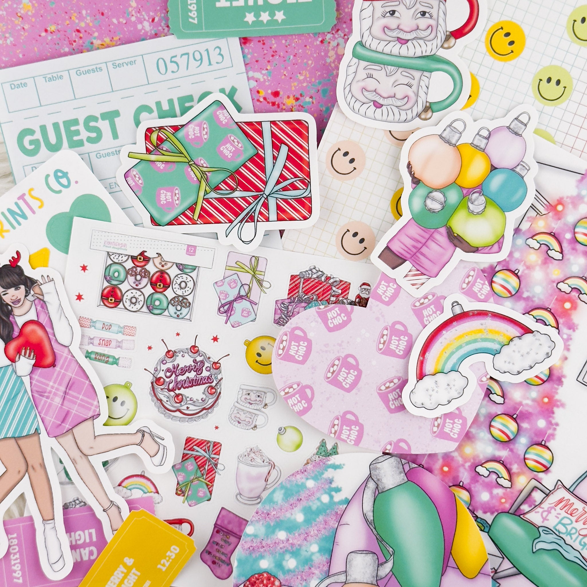 Merry and Bright – Junk Journal Collage Kit // Matte Sticker Collection
