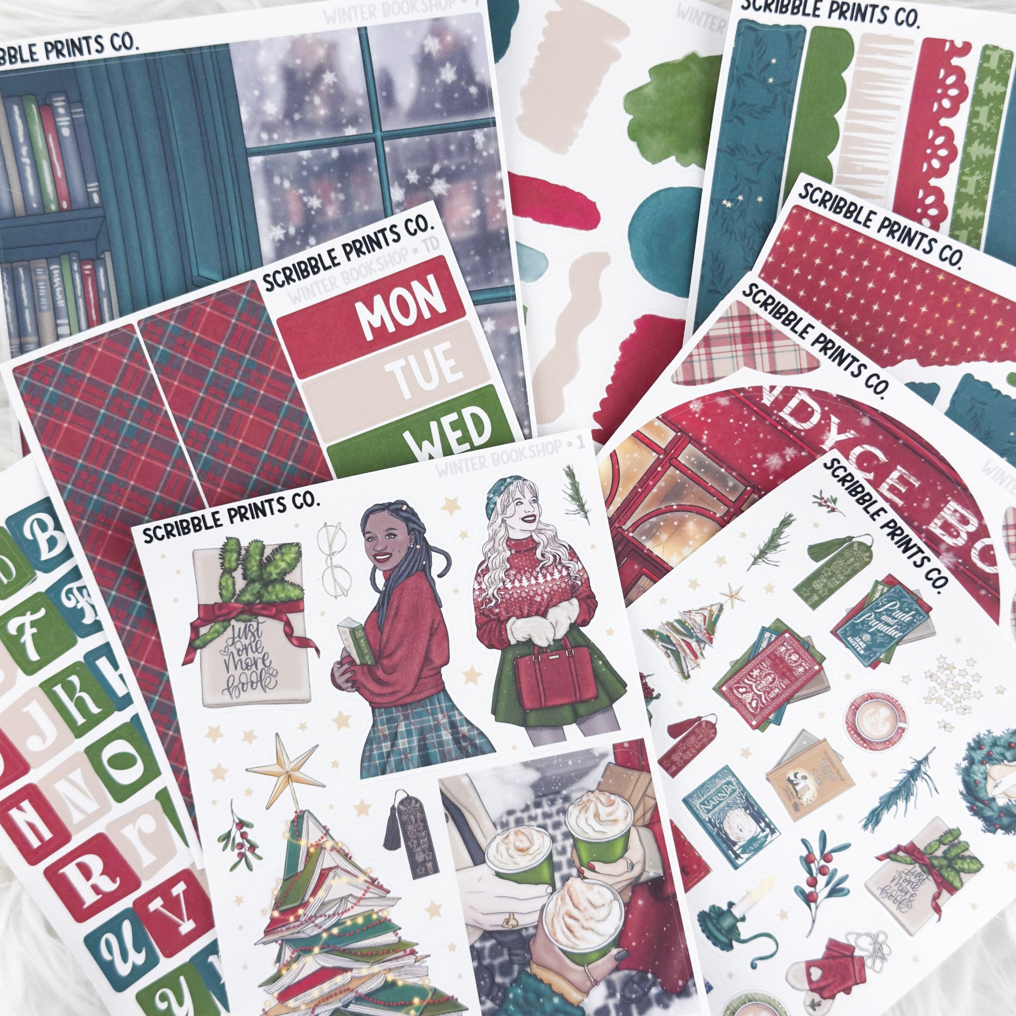 Winter Bookshop Journal Sticker Collection | Matte Removable Reading & Planner Stickers