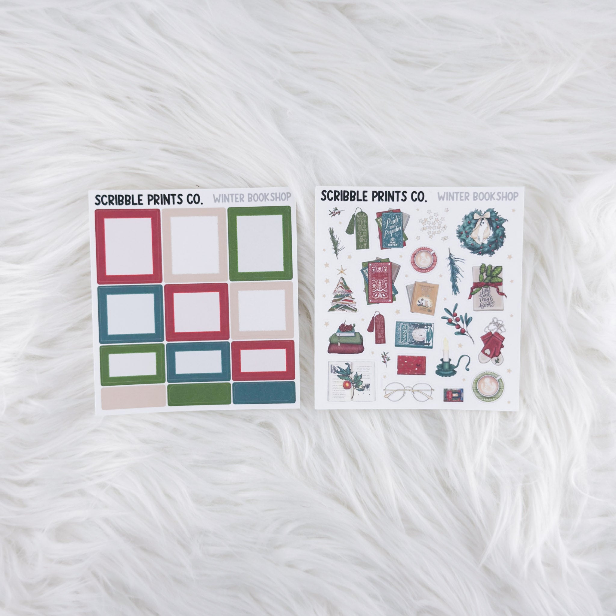 Winter Bookshop – Matte Hobonichi Cousin Weekly Sticker Kit