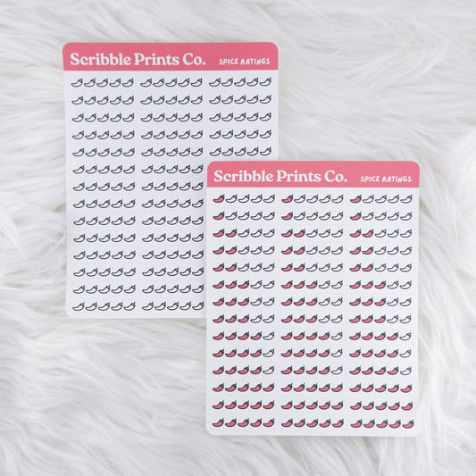 Spicy Rating Sticker Sheet // Matte Planner Stickers