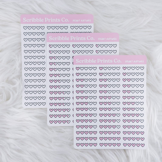 Heart Rating Sticker Sheet // Matte Planner Stickers
