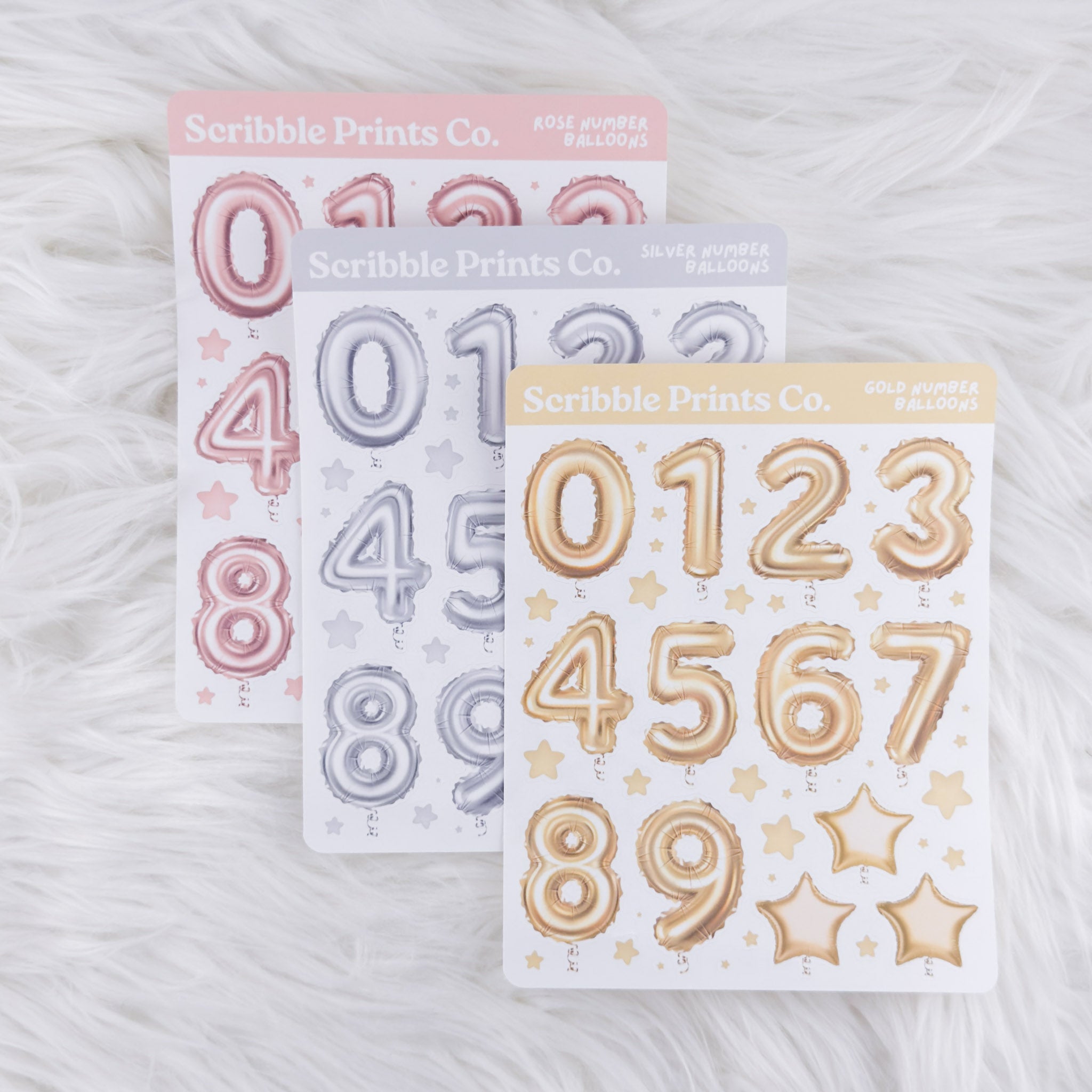 Number Balloons – Deco // Matte Journal Stickers