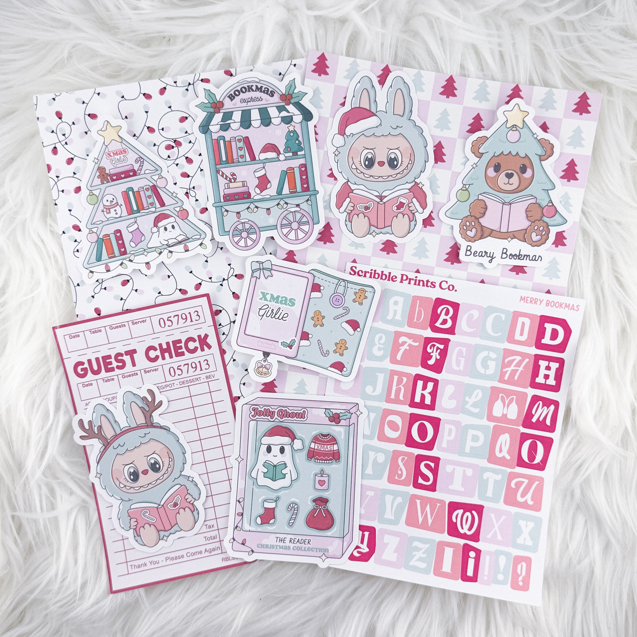 Merry Bookmas – Junk Journal Collage Kit // Matte Sticker Collection