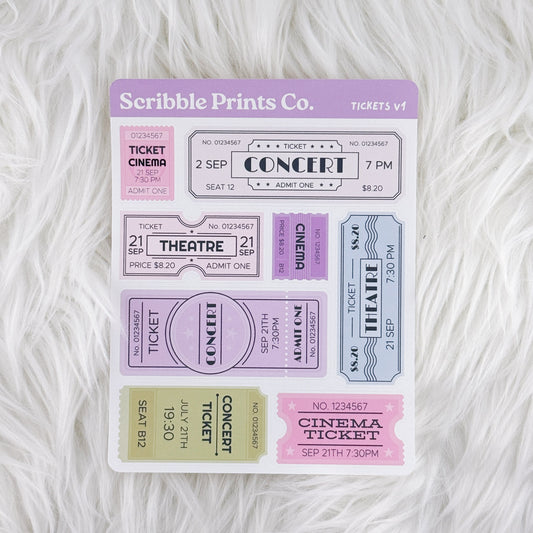 Tickets V1 – Deco // Matte Journal Stickers
