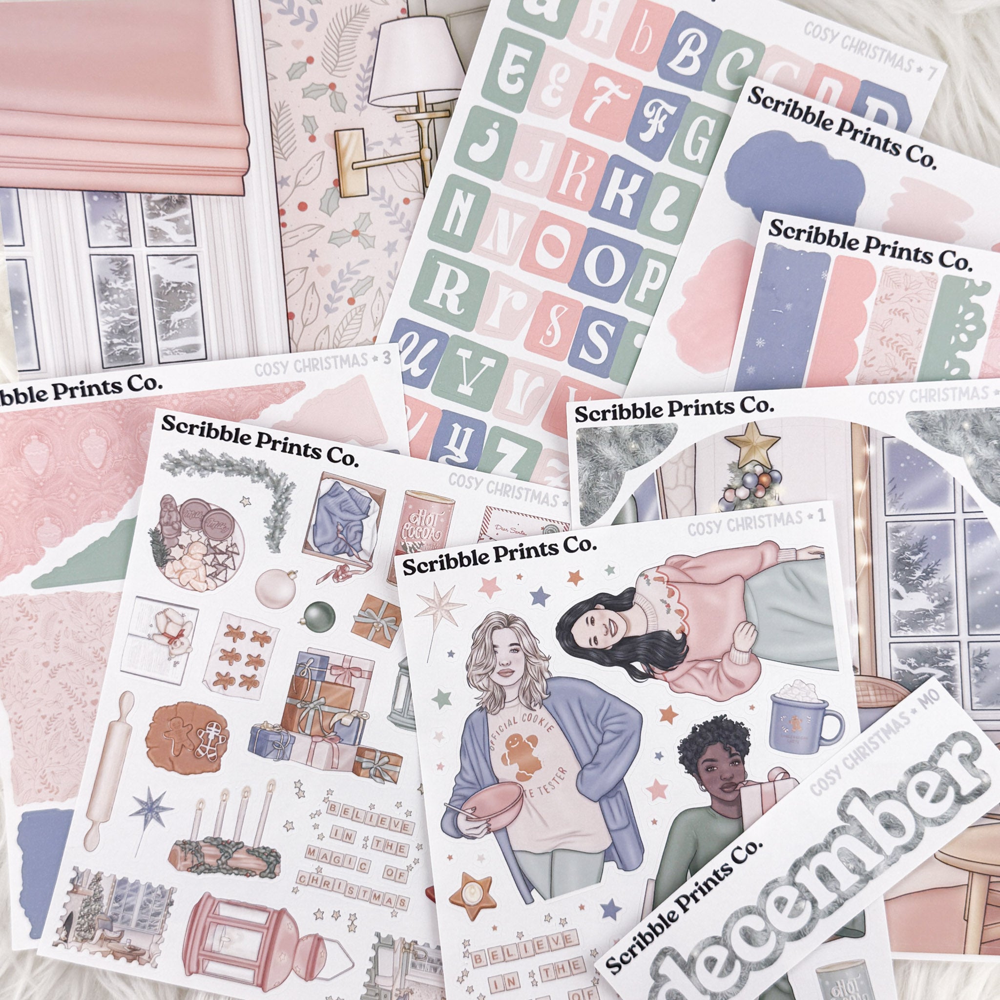 Cosy Christmas Journal Sticker Collection | Matte Removable Reading & Planner Stickers