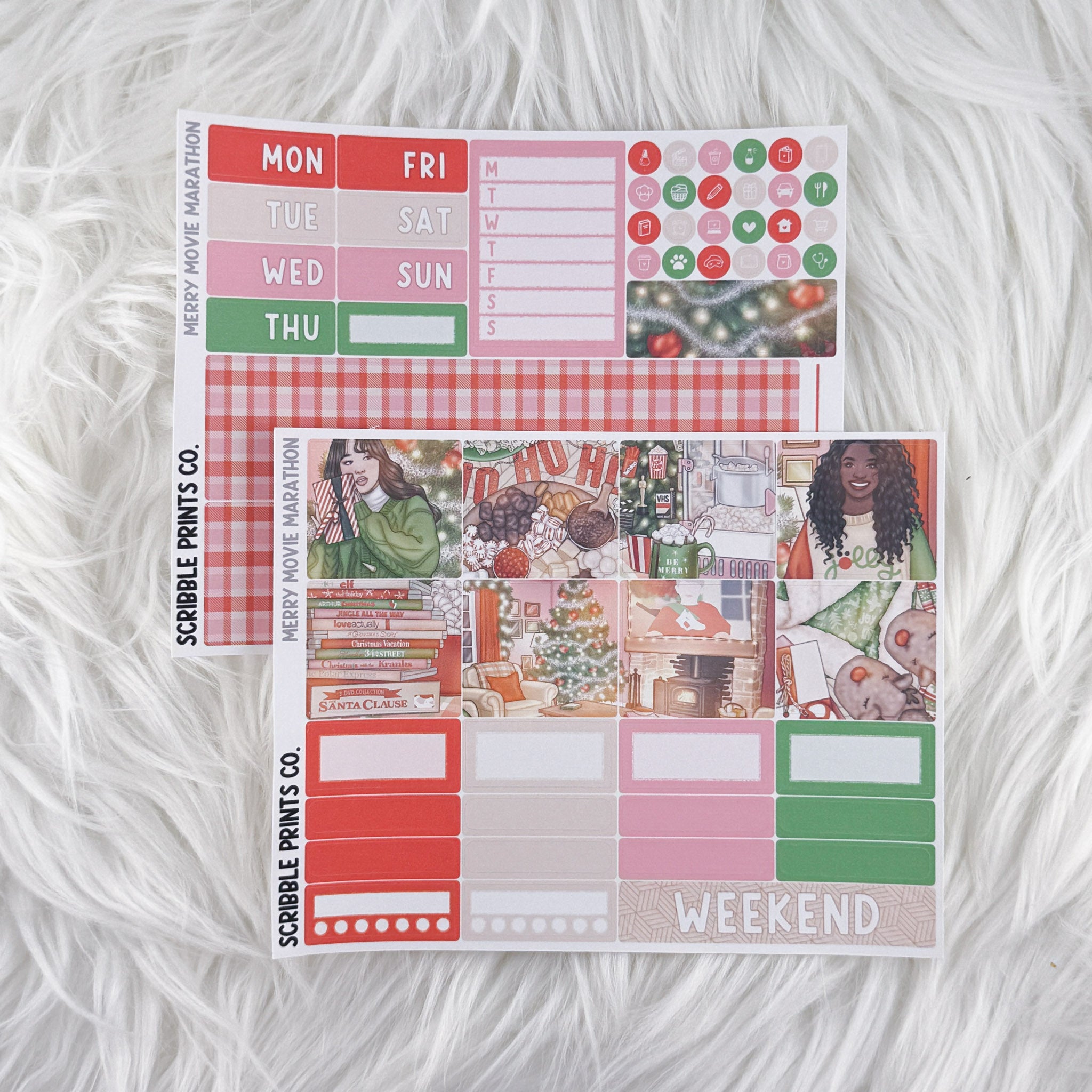 Merry Movie Marathon – Matte Hobonichi Cousin Weekly Sticker Kit