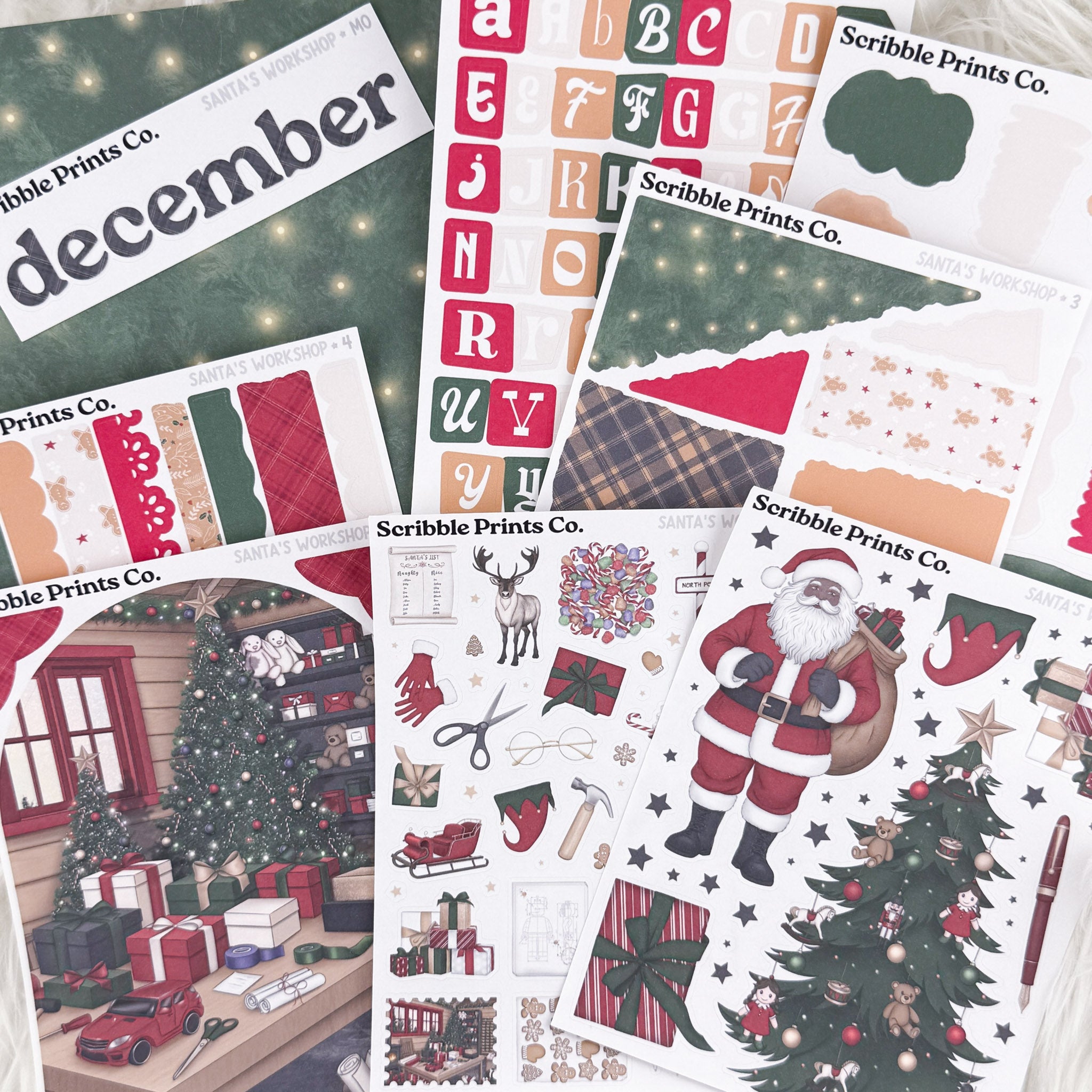 Santa's Workshop Journal Sticker Collection | Matte Removable Reading & Planner Stickers