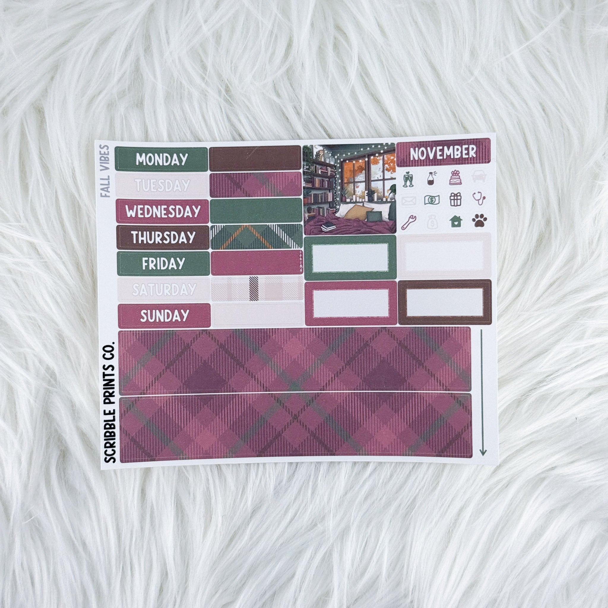 Fall Vibes – Matte Hobonichi Cousin Monthly Sticker Kit