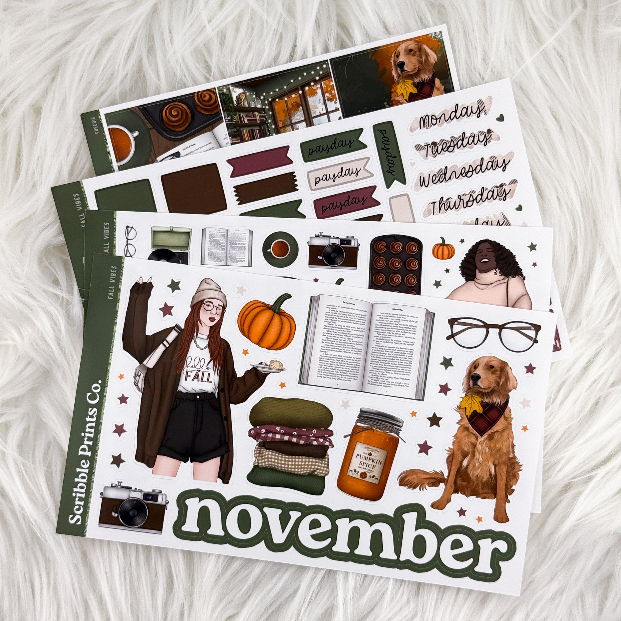 Fall Vibes - Monthly Planner Sticker Kit | Functional & Decorative Monthly Stickers