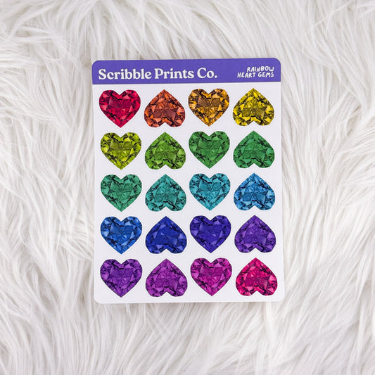 Rainbow Heart Gems – Deco // Matte Journal Stickers