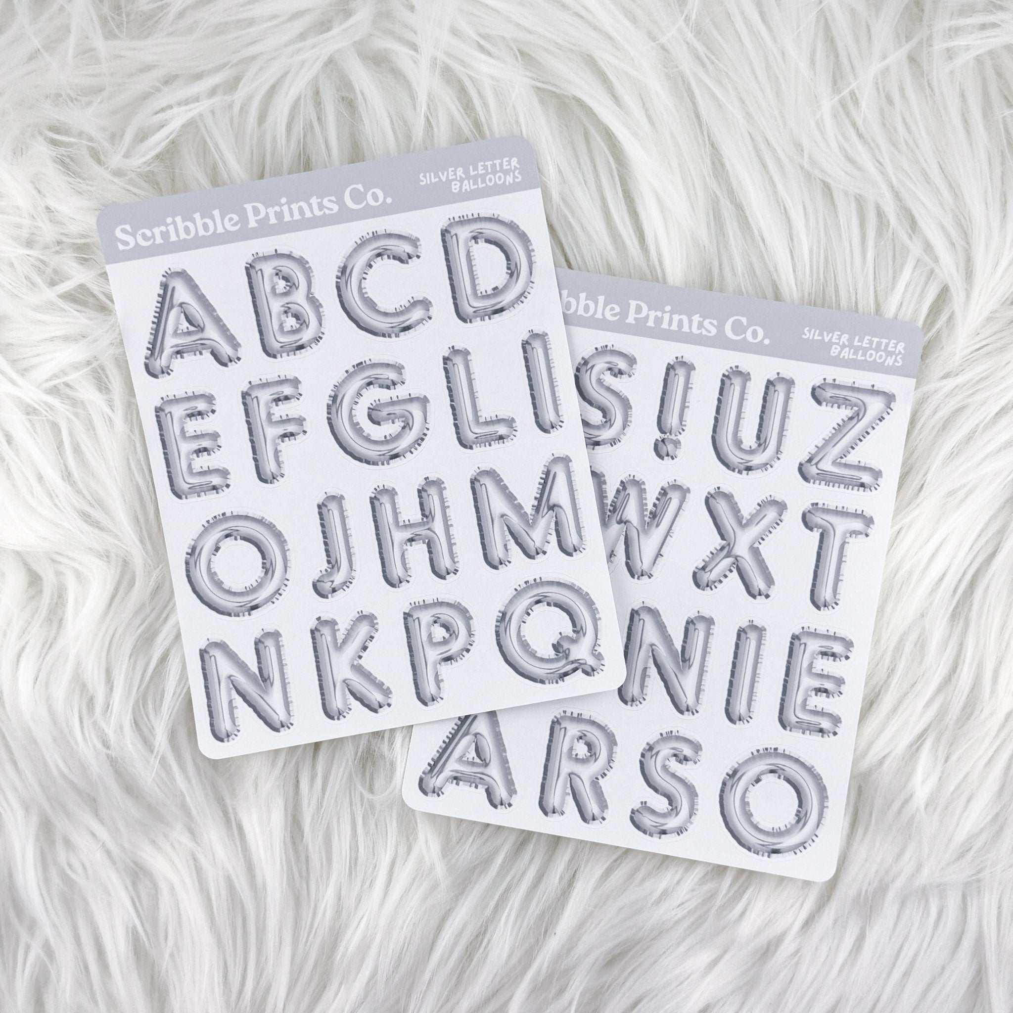 Letter Balloons – Journal Deco // Matte StickersSilver
