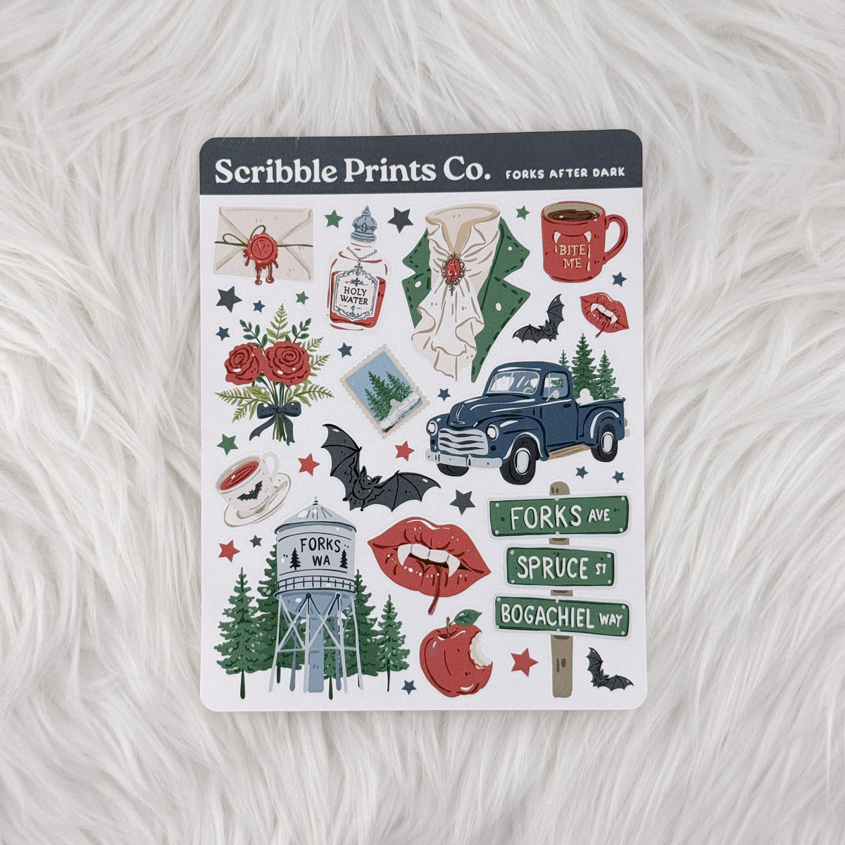 Forks After Dark Deco Sticker Sheet