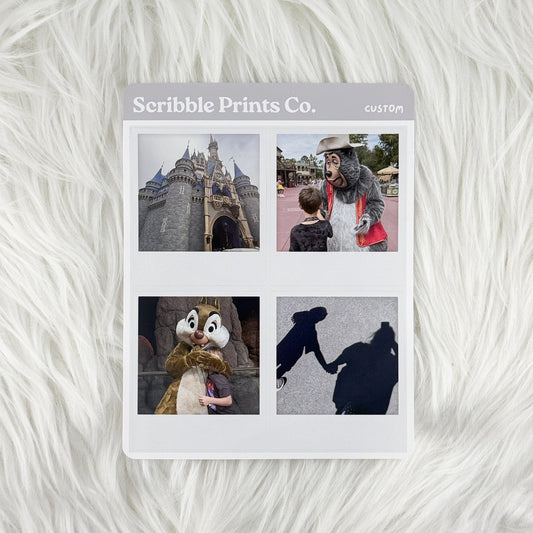 Custom Polaroid Style Stickers – Planner & Journal Sheets | Matte or Glossy