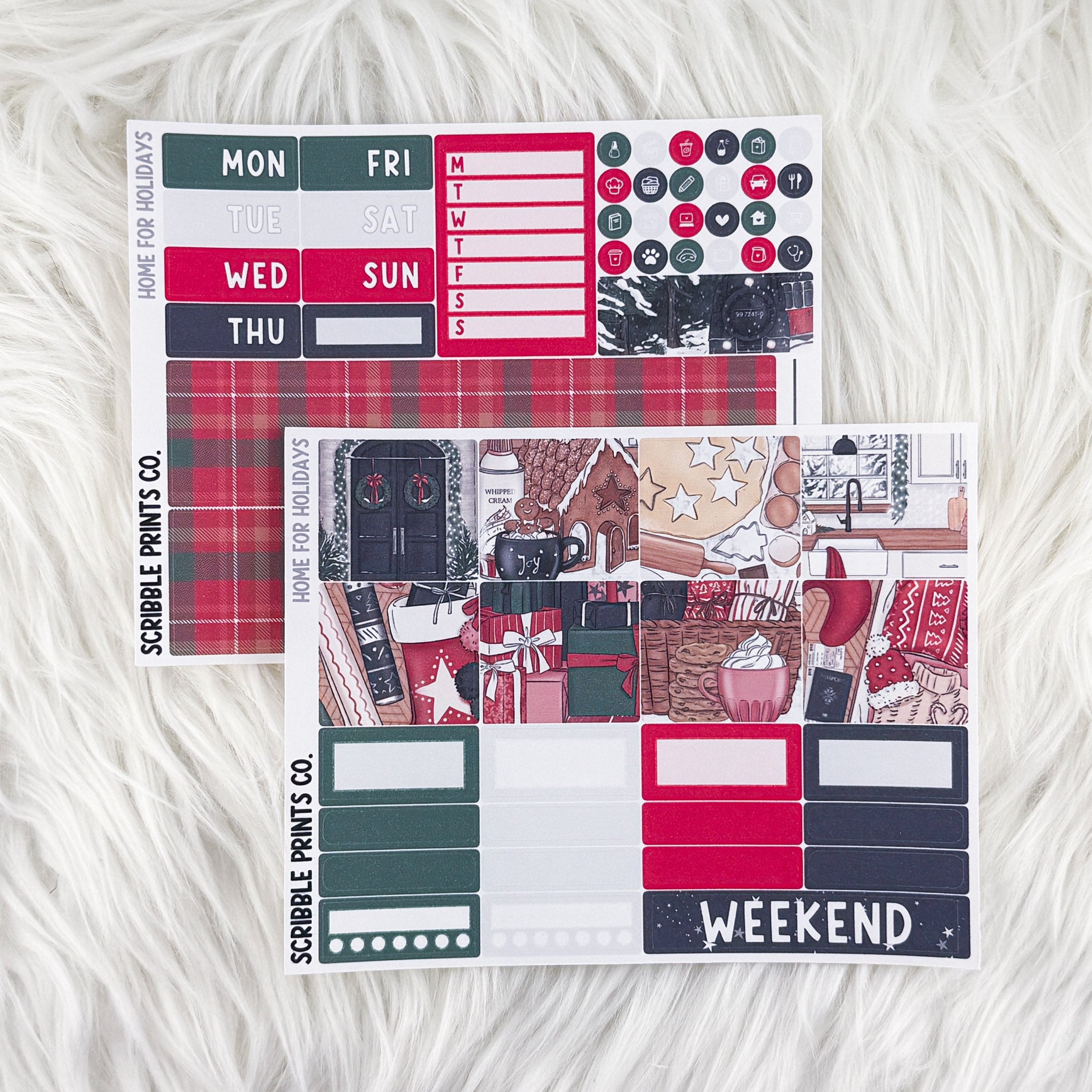 Home For Holidays – Matte Hobonichi Cousin Weekly Sticker Kit