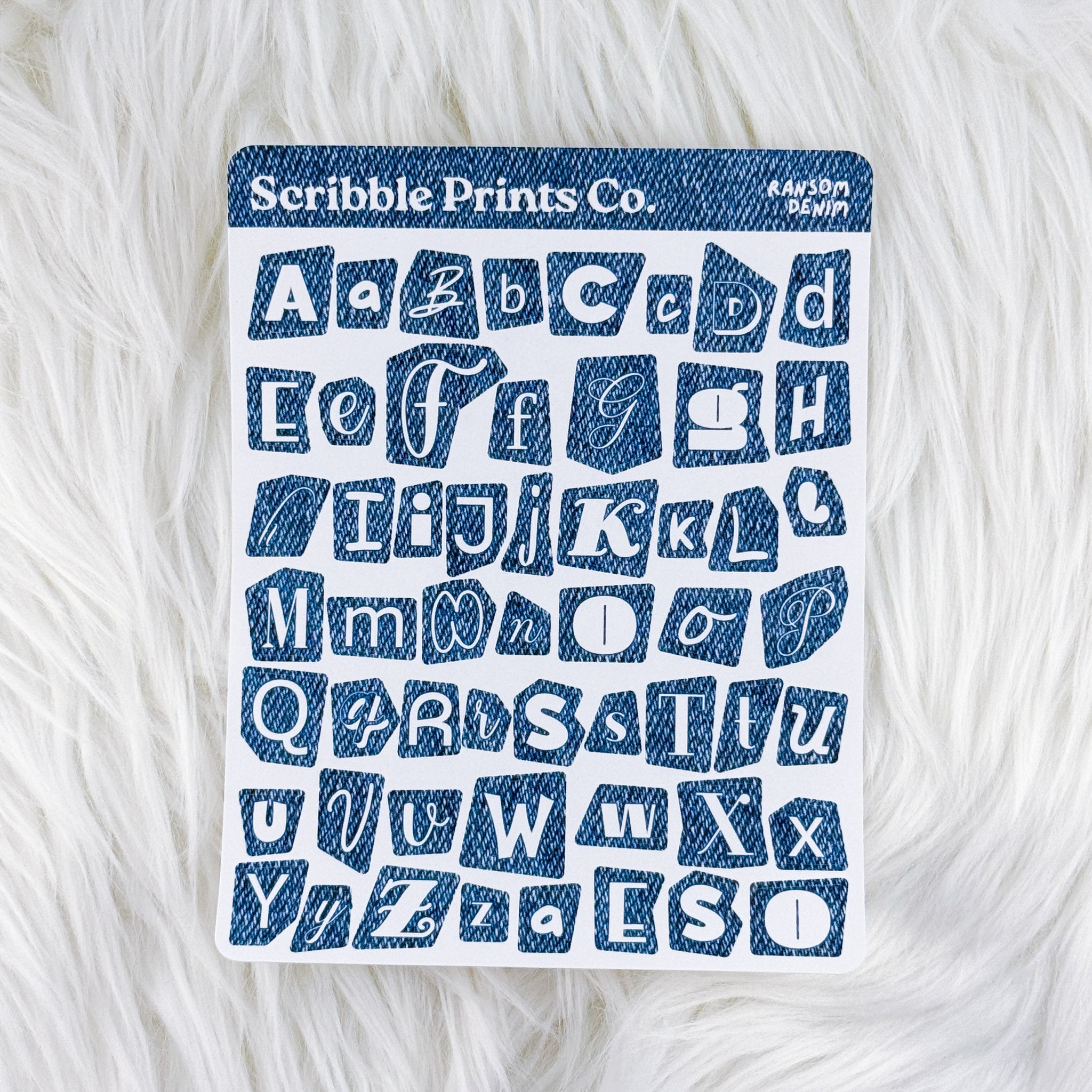 Ransom Letters Denim – Deco // Matte Journal Stickers