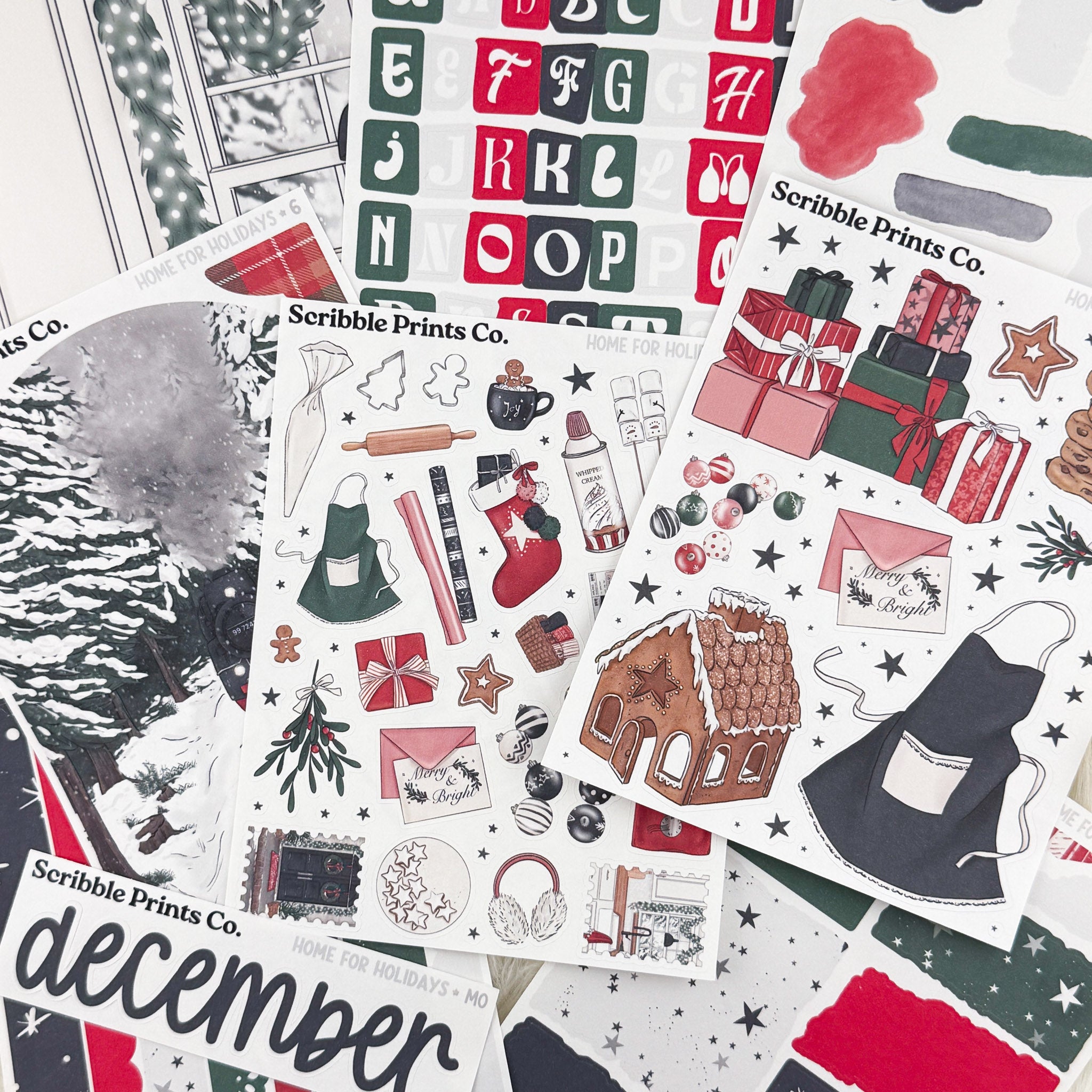 Home For Holidays Journal Sticker Collection | Matte Removable Reading & Planner Stickers