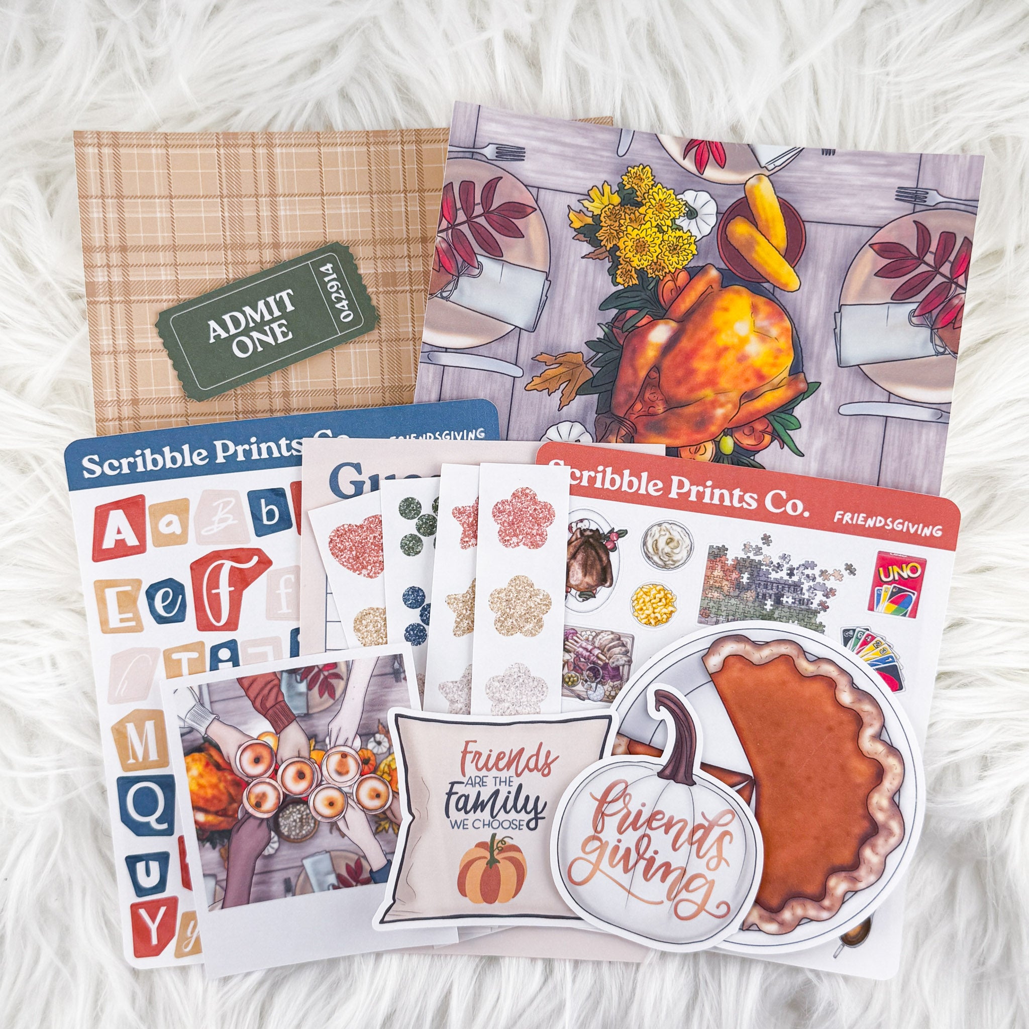 Friendsgiving – Junk Journal Collage Kit // Matte Sticker Collection