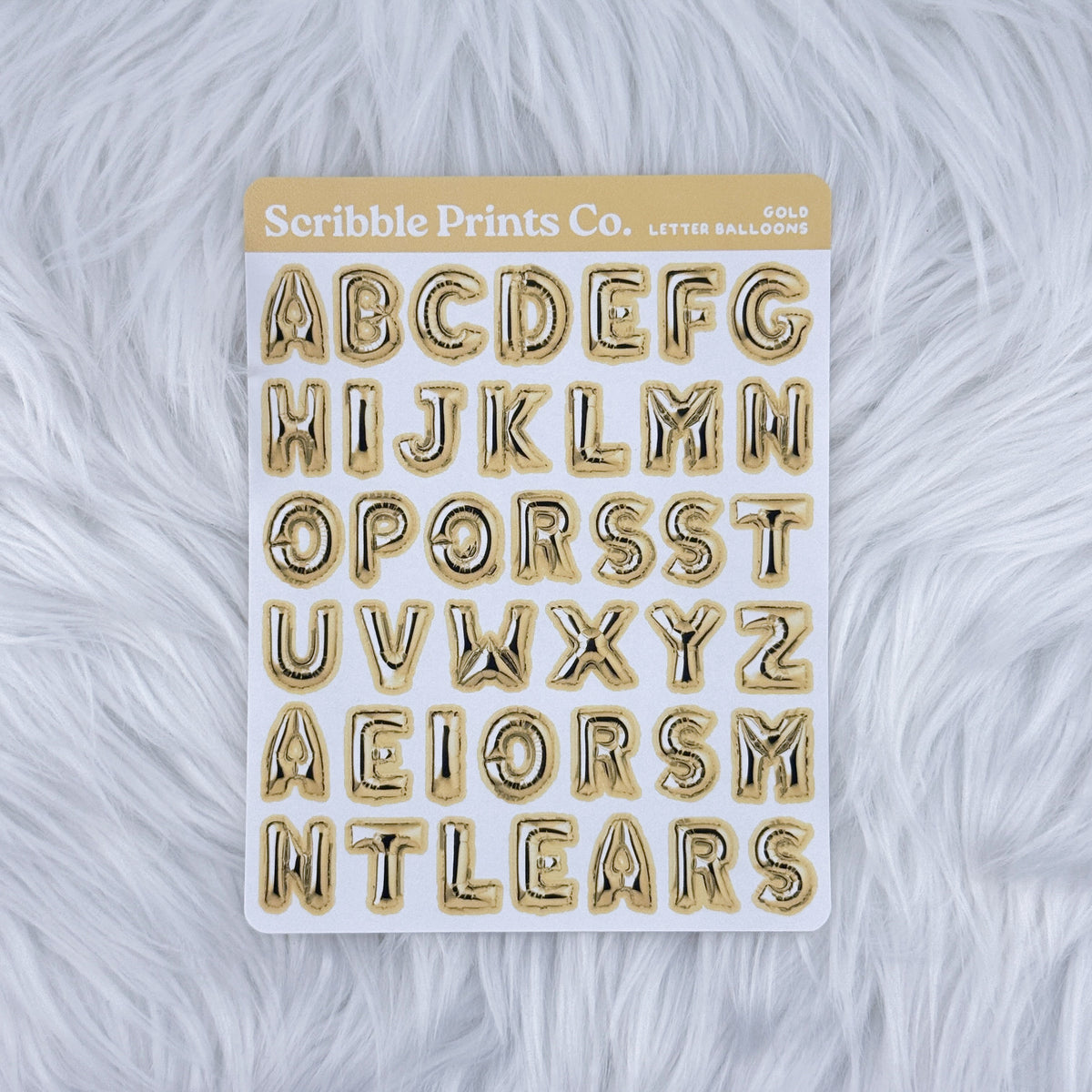 Gold Letter Balloons Deco Sticker Sheet