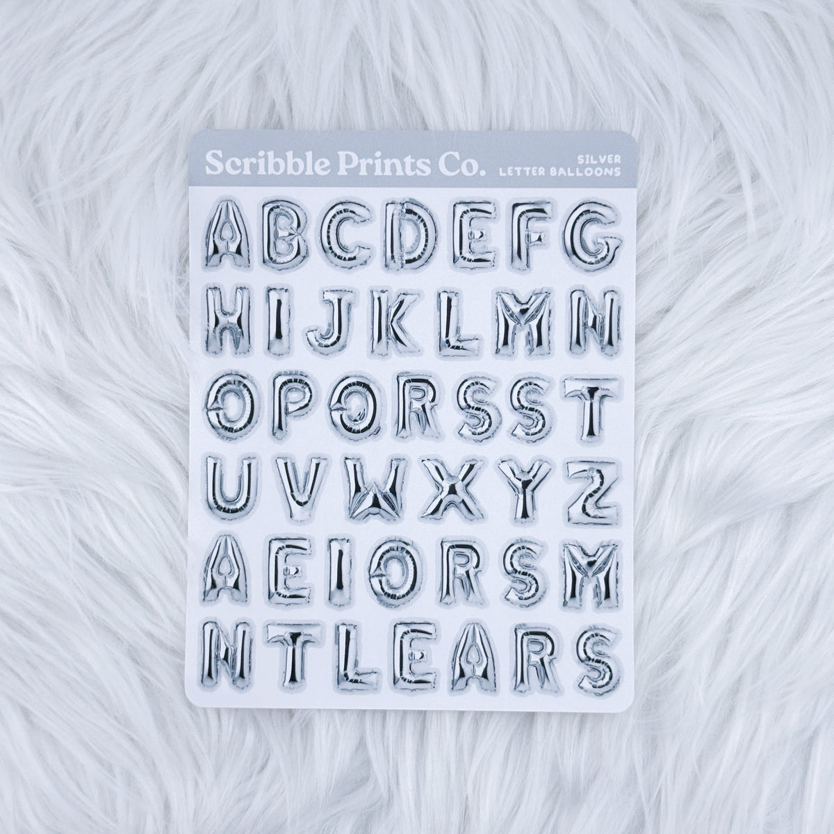 Silver Letter Balloons Deco Sticker Sheet