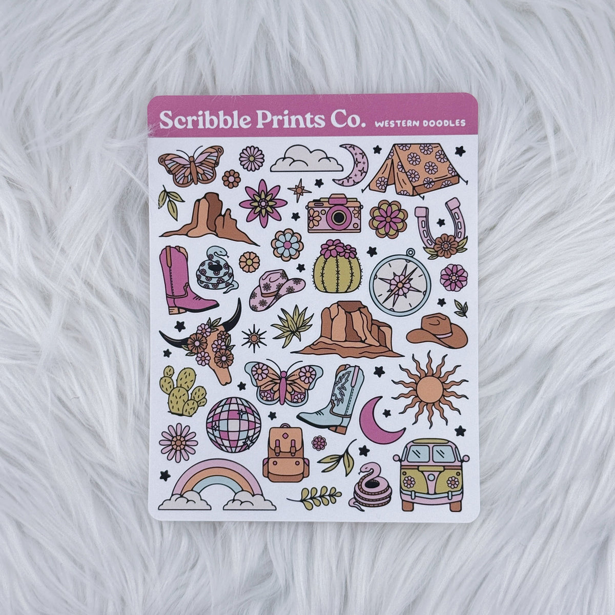 Western Doodles Deco Sticker Sheet