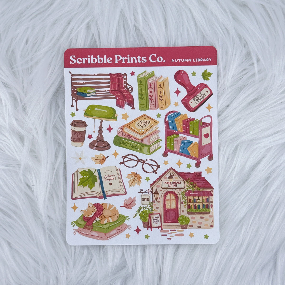 Autumn Library Deco Sticker Sheet