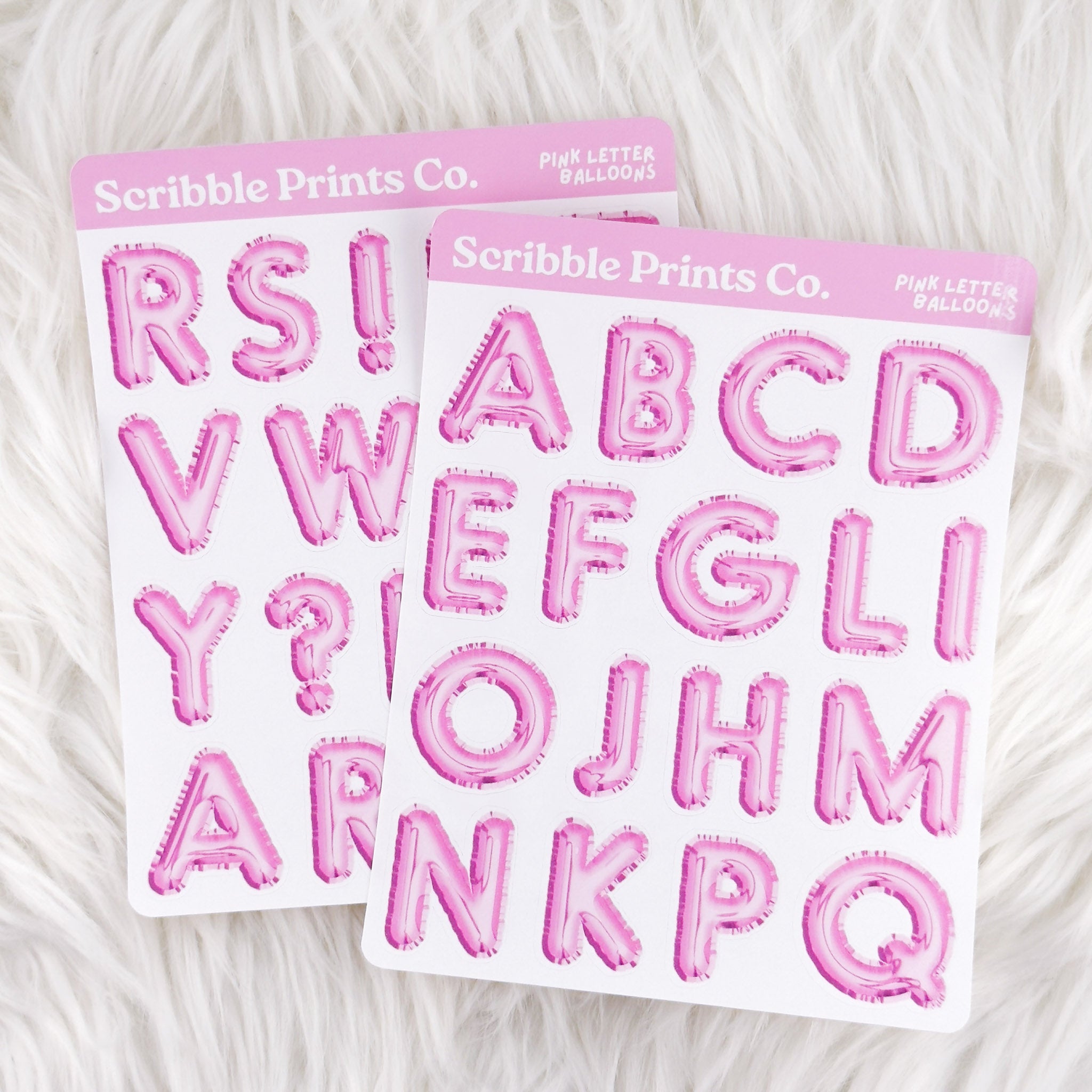 Letter Balloons - Pink // Matte Journal Stickers