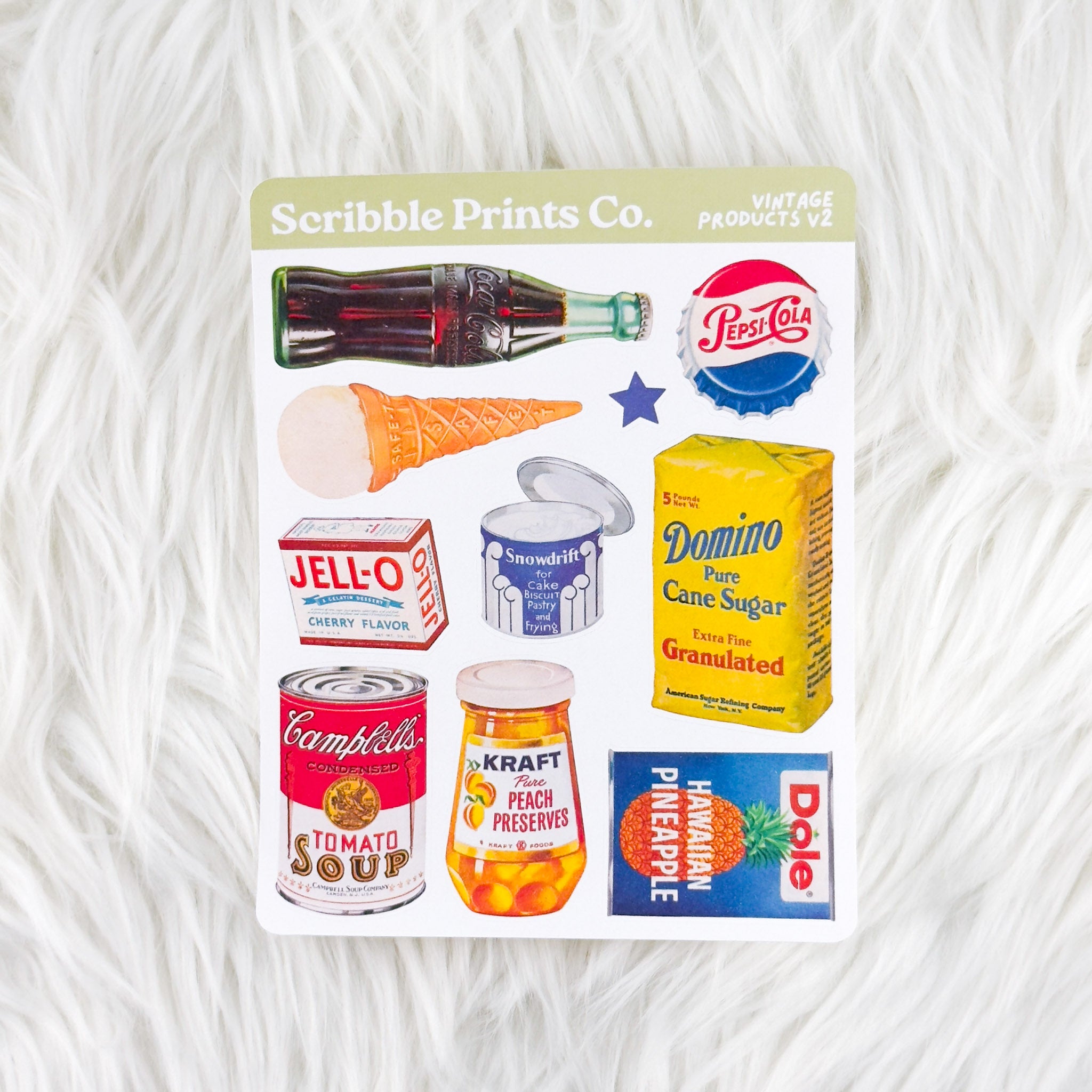 Vintage Products V2 – Journal Deco // Matte Stickers – Scribble Prints Co.