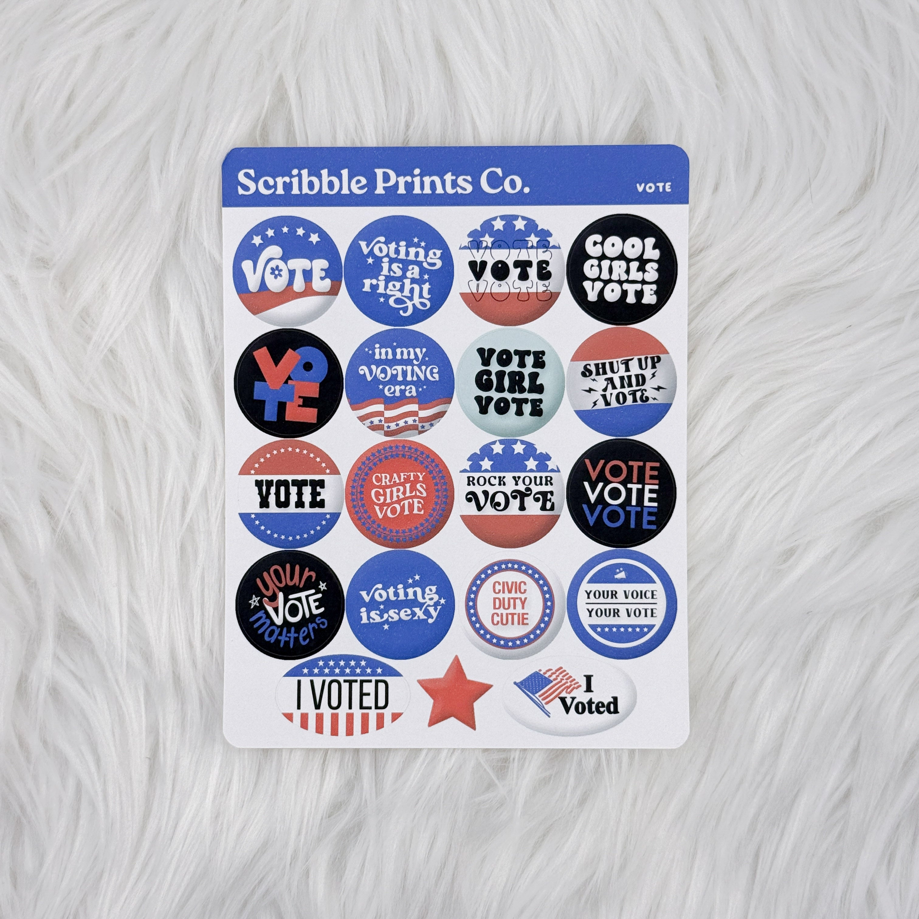Vote Deco Sticker Sheet – Scribble Prints Co.