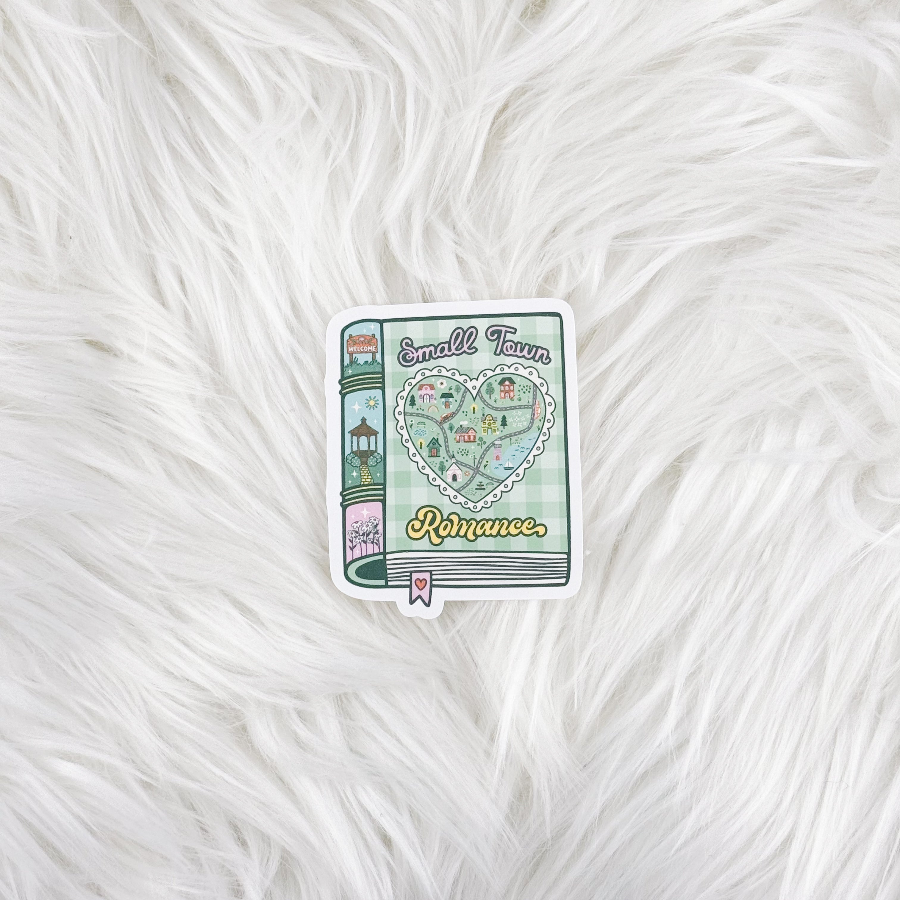 Book - Small Town Romance // Large Matte Deco Sticker for Journals