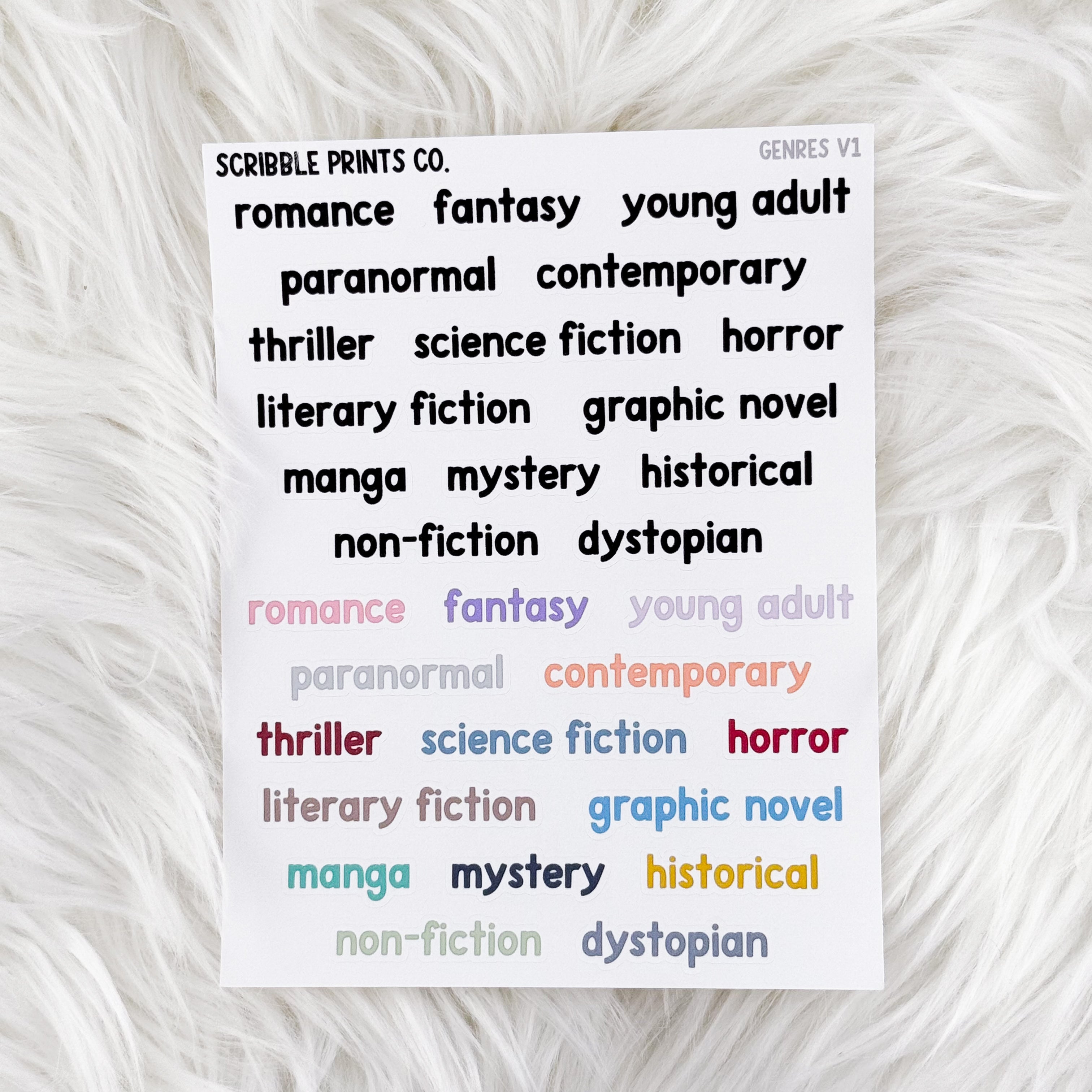 Genres V1 // Matte Reading Journal Stickers