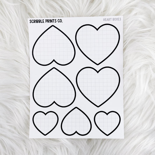 Heart Boxes // Matte Reading Journal Stickers