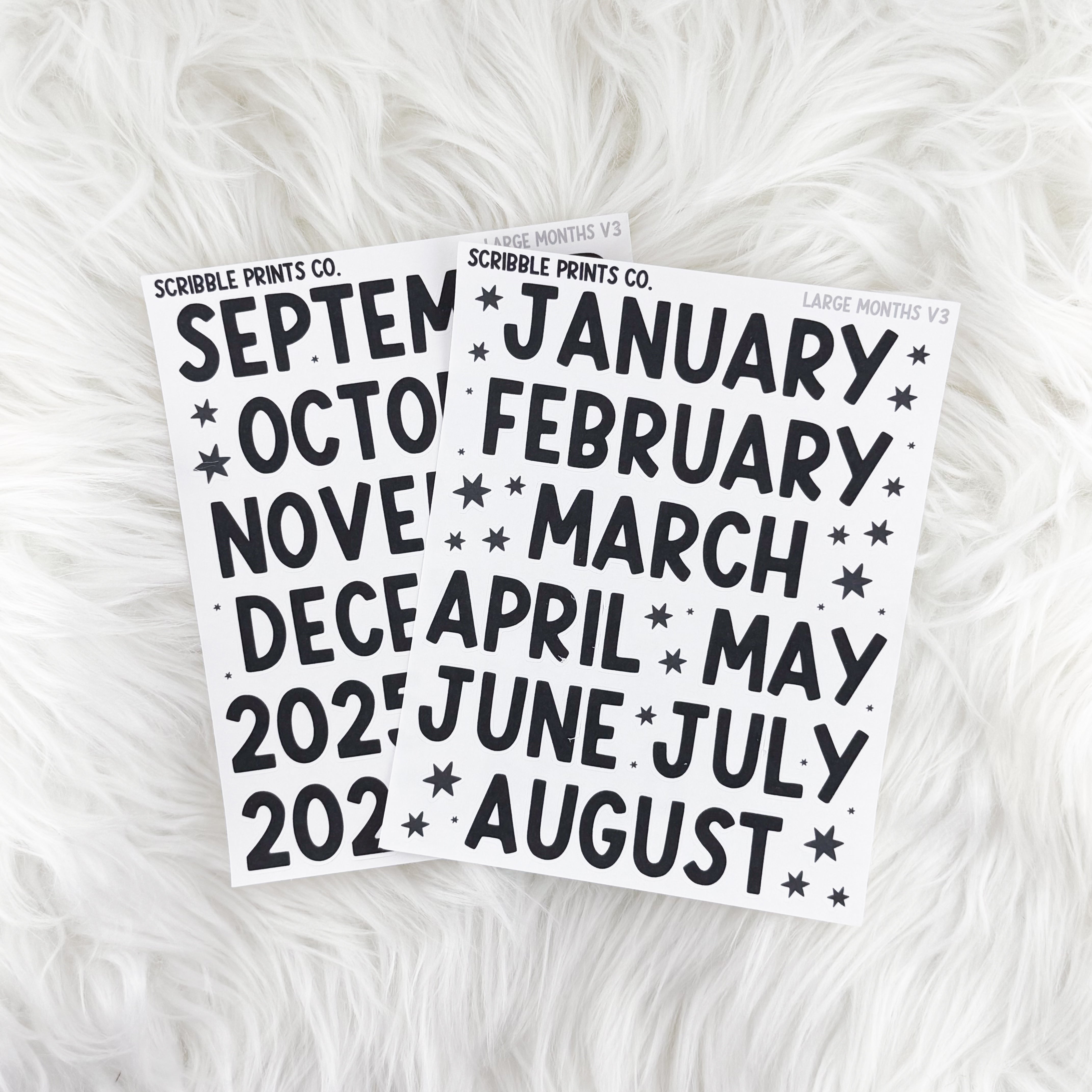 Large Months V3 // Matte Journal Stickers