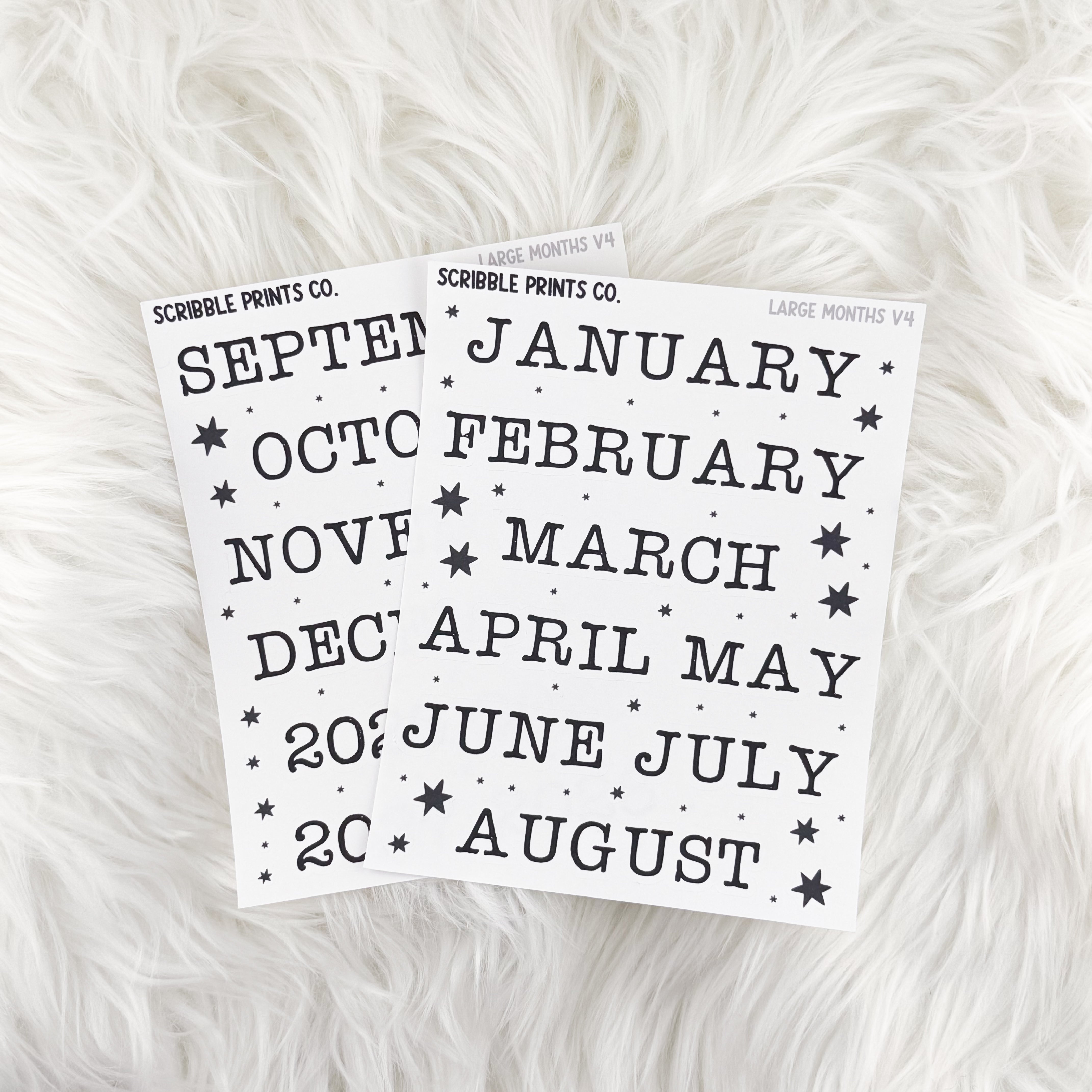 Large Months V4 // Matte Journal Stickers