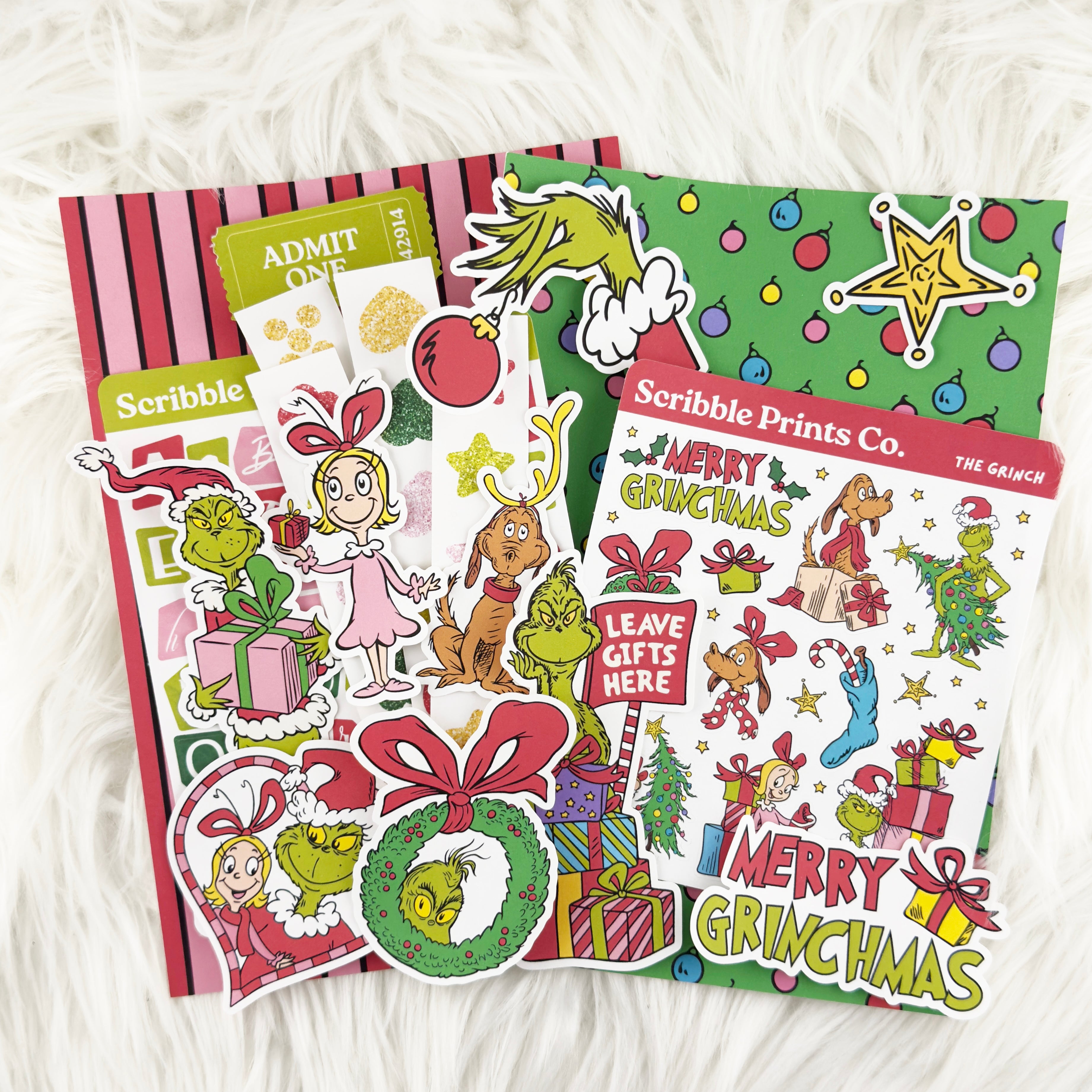 The Grinch – Junk Journal Collage Kit // Matte Sticker Collection