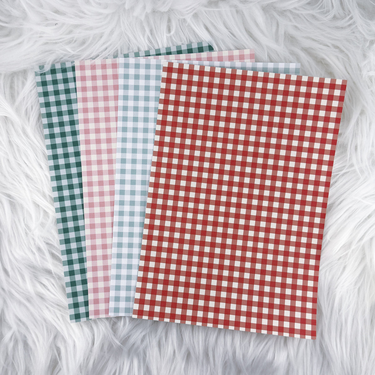 Christmas Gingham Journal Background Set | 4 A5 Matte Sticker Sheets
