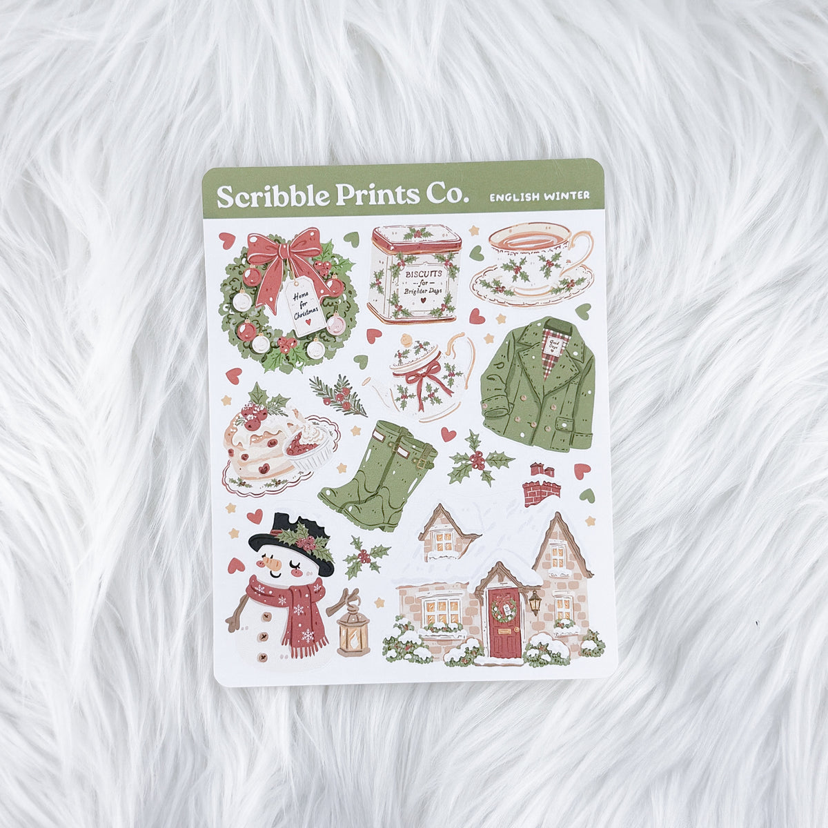 English Winter Deco Sticker Sheet
