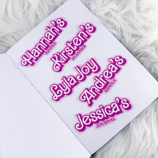 Custom Doll Name // Large Matte Deco Sticker for Journals
