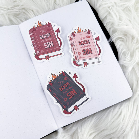 This Book Made Me Sin // Large Matte Deco Sticker for Journals