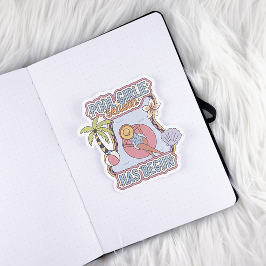 Pool Girlie Season // Large Matte Deco Sticker for Journals